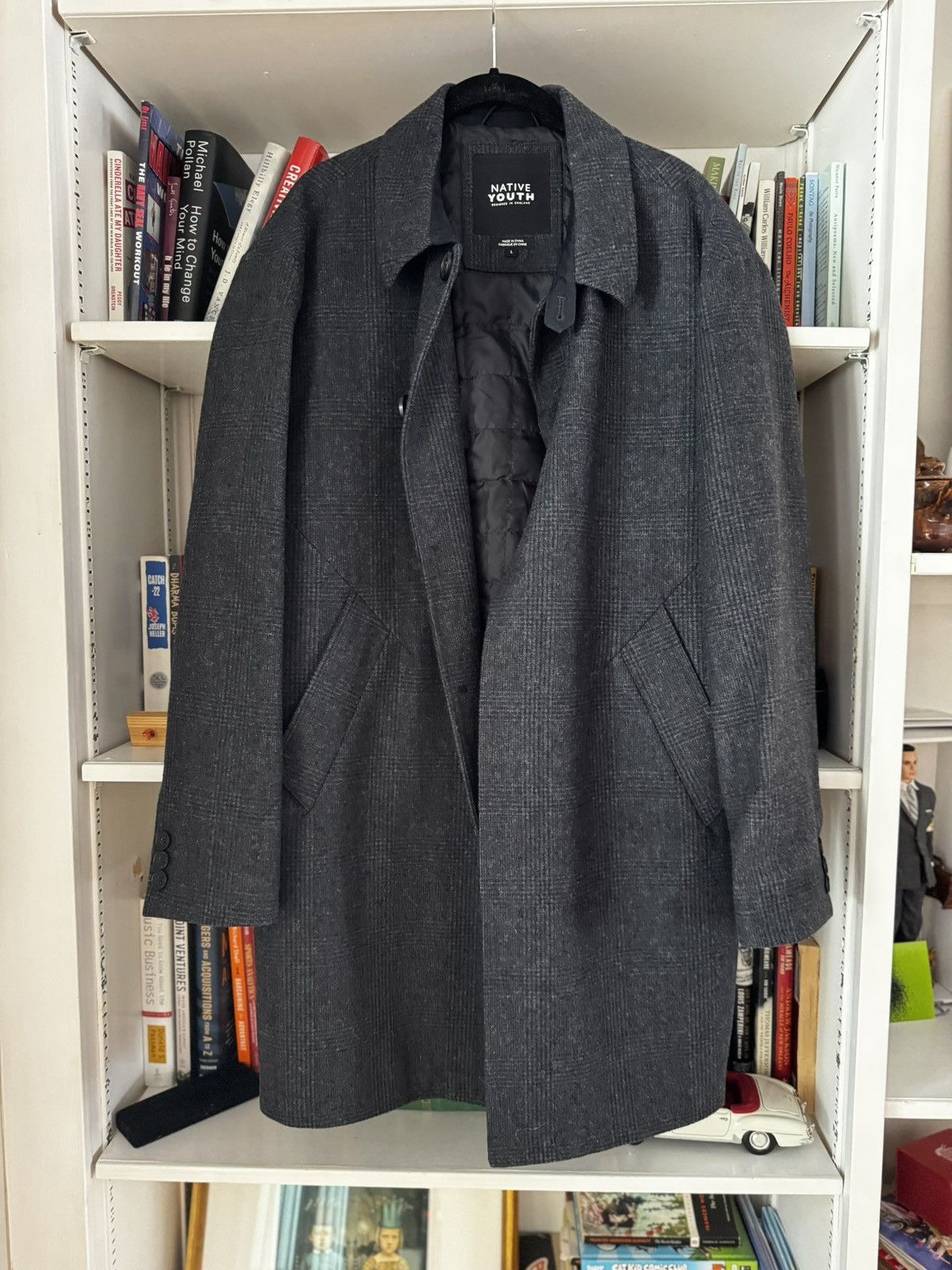 Native Youth Wool Prince of Wales Plais Overcoat
