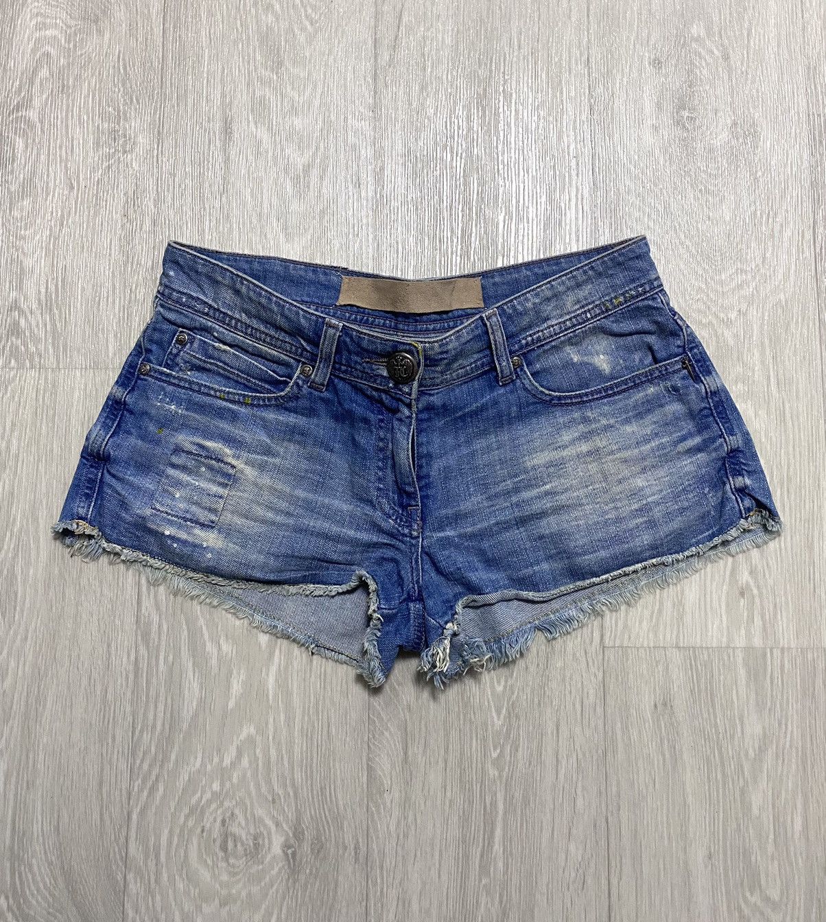 Faith Connexion Women’s Destroyed Washed Paint Splatter Denim Mini Shorts Size 25" / US 0 / IT 36 - 2 Thumbnail