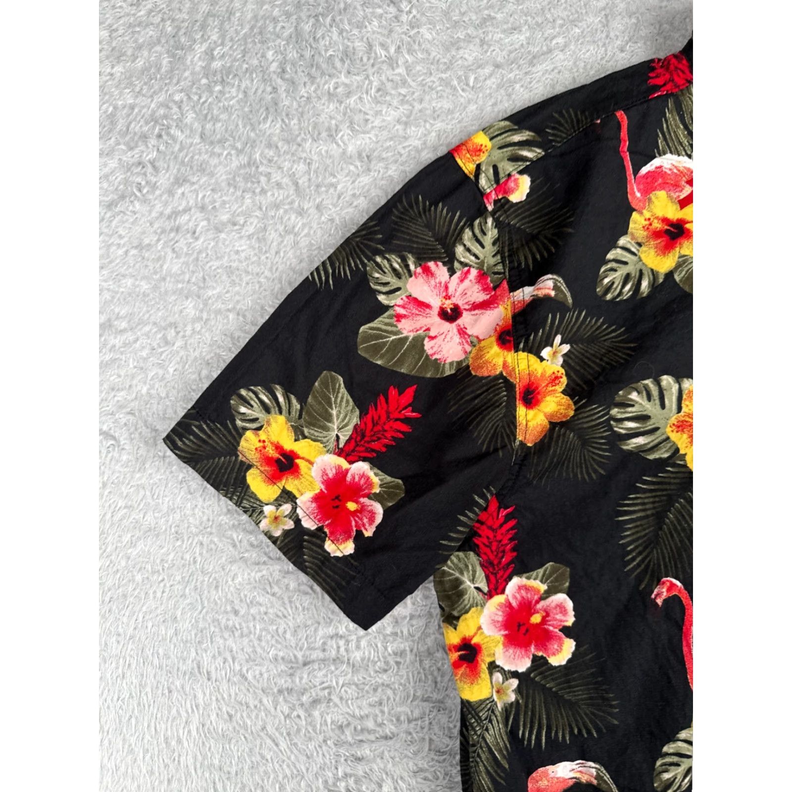 Levi's VINTAGE Levis Shirt Mens Extra Large Black Flamingo Floral Palm Leaf Hawaiian Vacation Size US XXL / EU 58 / 5 - 3 Thumbnail