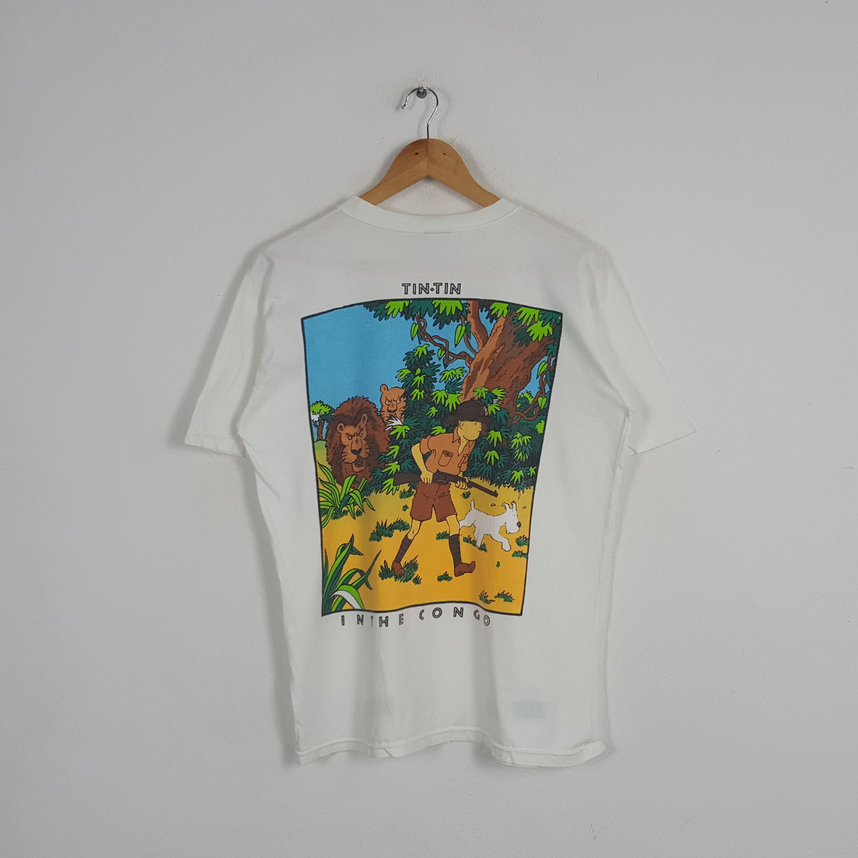 Vintage Vintage Tintin In The Congo American Cartoon Movie Tshirt Size US M / EU 48-50 / 2 - 1 Thumbnail