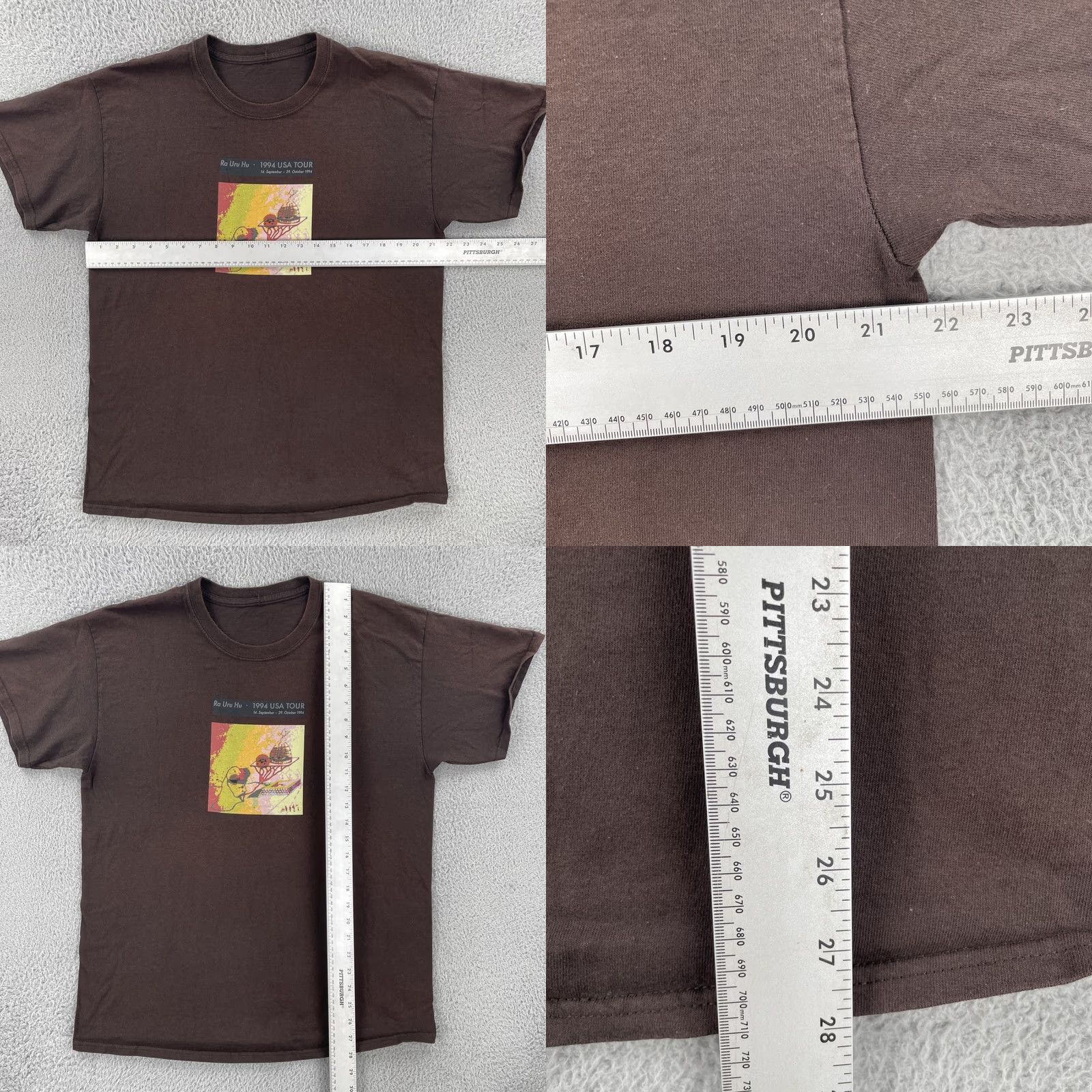 Vintage VINTAGE Ra Uru Hu 1994 USA Tour Mens L Brown T Shirt Graphic Print Hippie 90s USA Theme Mens Size US L / EU 52-54 / 3 - 8 Thumbnail