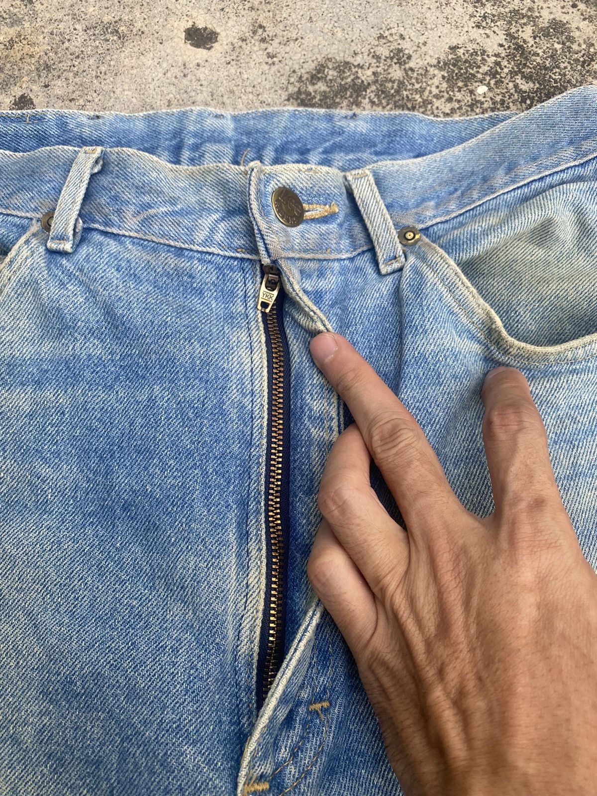 Lee × Vintage Flare Jeans Vintage 90s Lee Distressed Faded Blue Bootcut Size US 30 / EU 46 - 12 Thumbnail