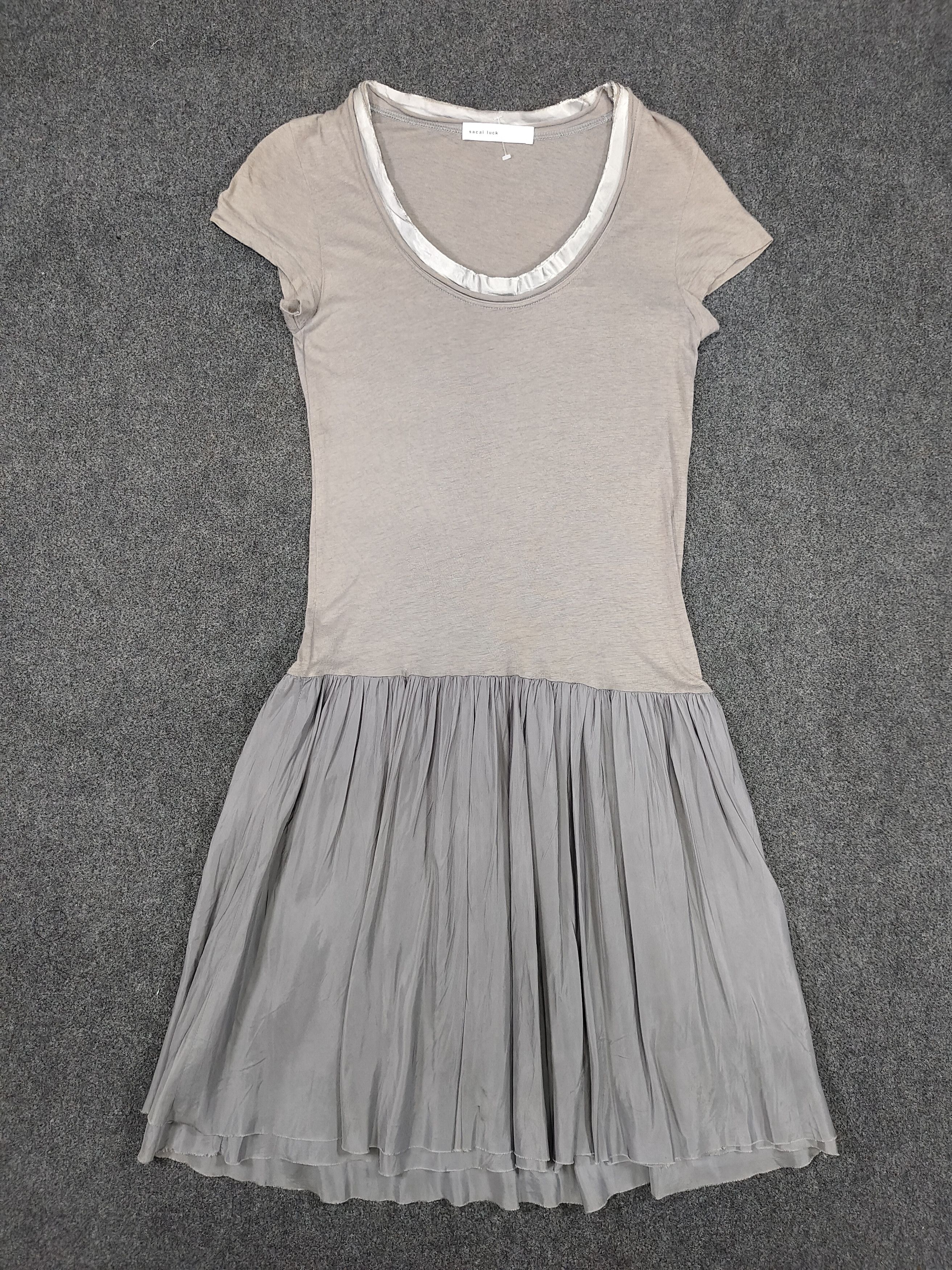 Sacai SACAI Luck- Raw Edge Collar Hybrid Satin Trim Dress Size M / US 6-8 / IT 42-44 - 5 Thumbnail