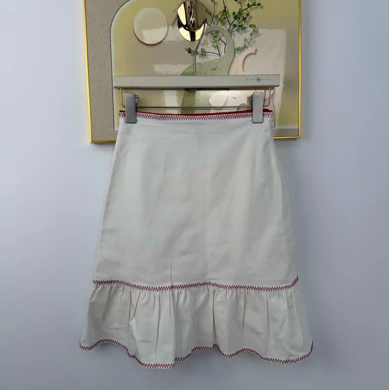 Moschino Moschino White Cotton Blend Summer Skirt 0089 Size 23" - 1 Thumbnail