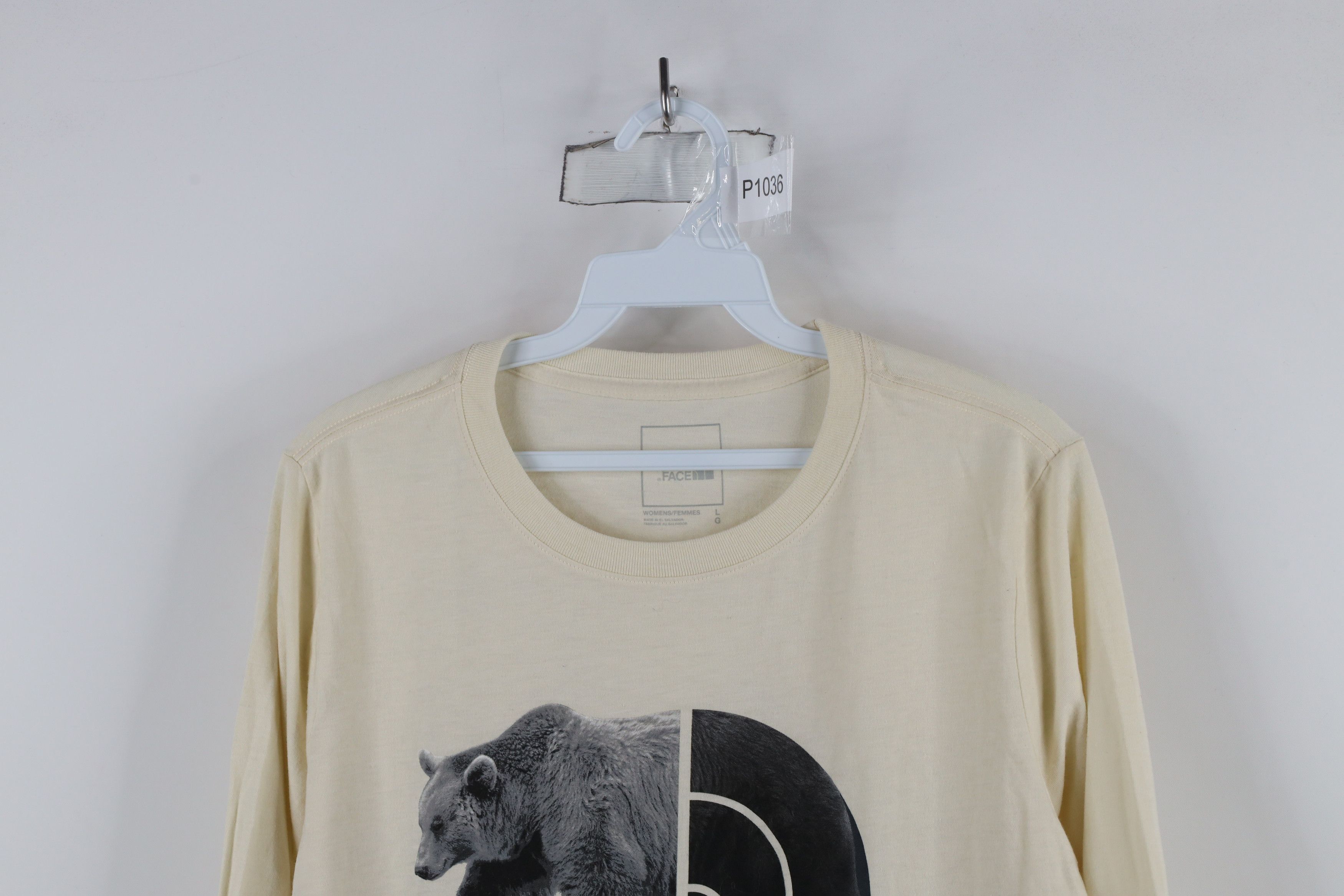 The North Face × Vintage New The North Face Bear Logo Long Sleeve T-Shirt Cream Size L / US 10 / IT 46 - 2 Thumbnail