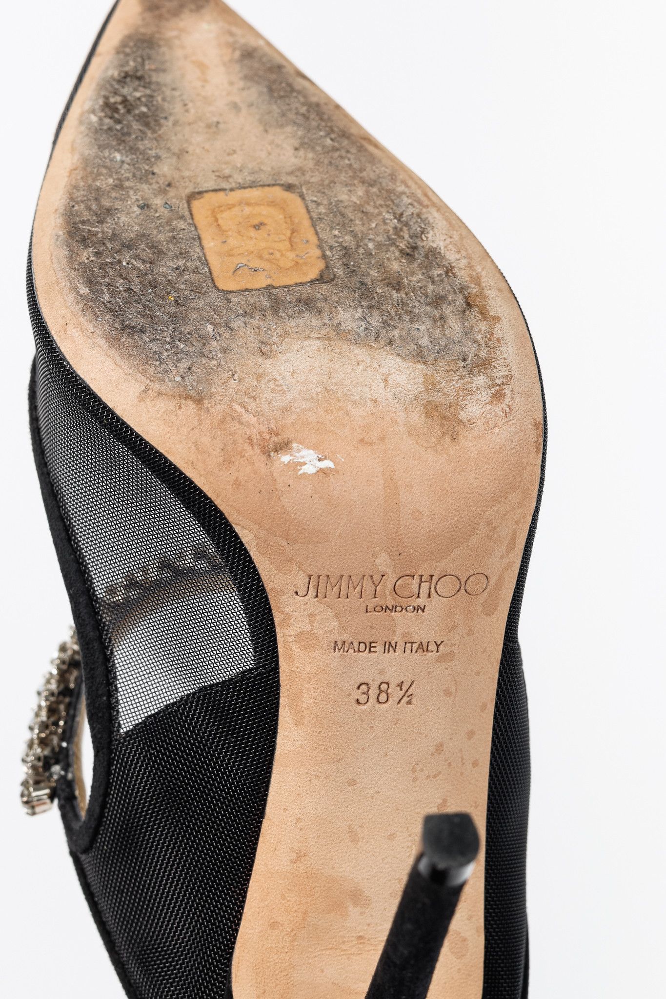 Jimmy Choo Jimmy Choo Bing 100 Mesh & Suede Crystal-Embellished Mules Size US 8 / IT 38 - 5 Thumbnail