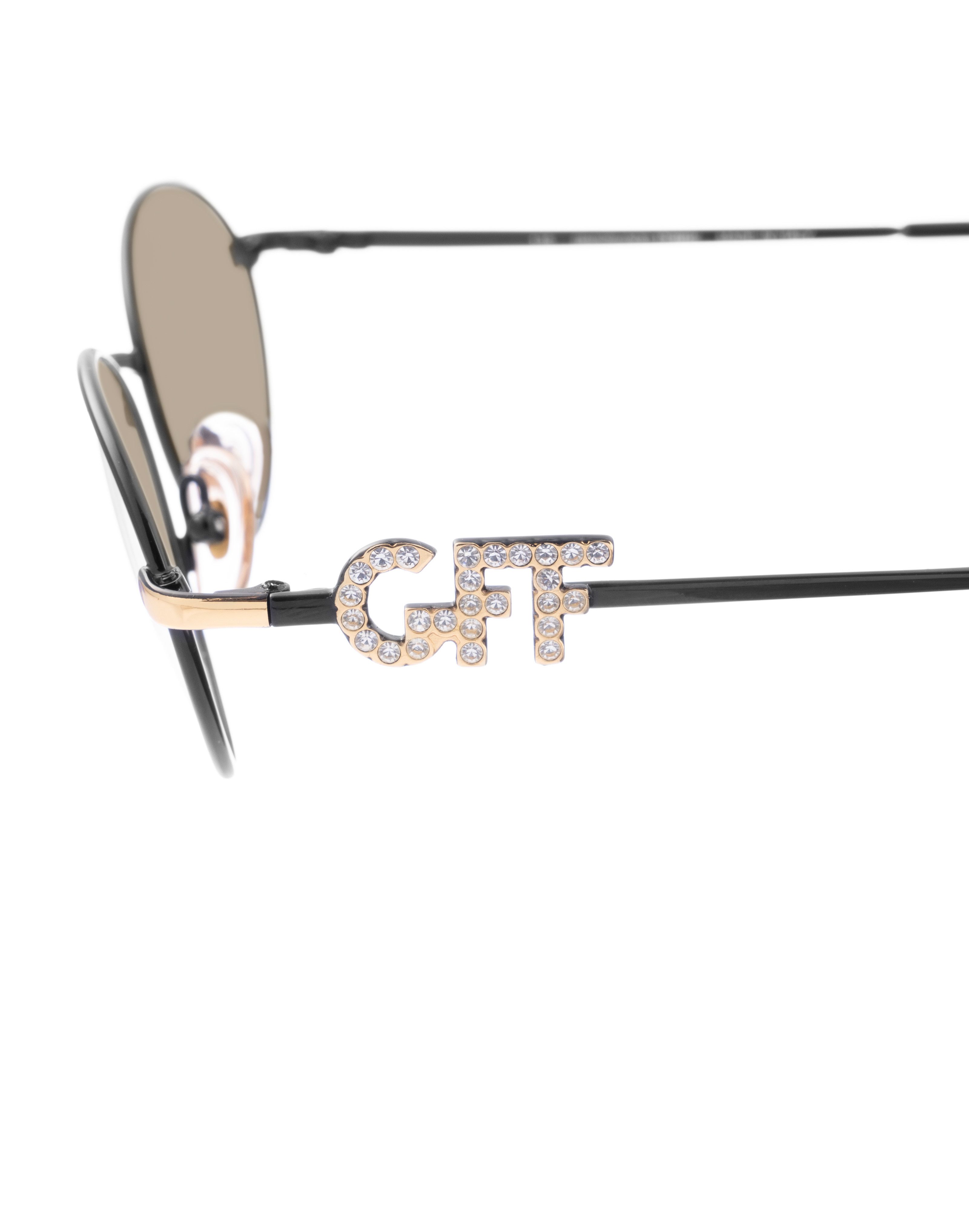 Gianfranco Ferre Gianfranco Ferre 00s Black Oval Sunglasses with Crystals Size ONE SIZE - 3 Thumbnail