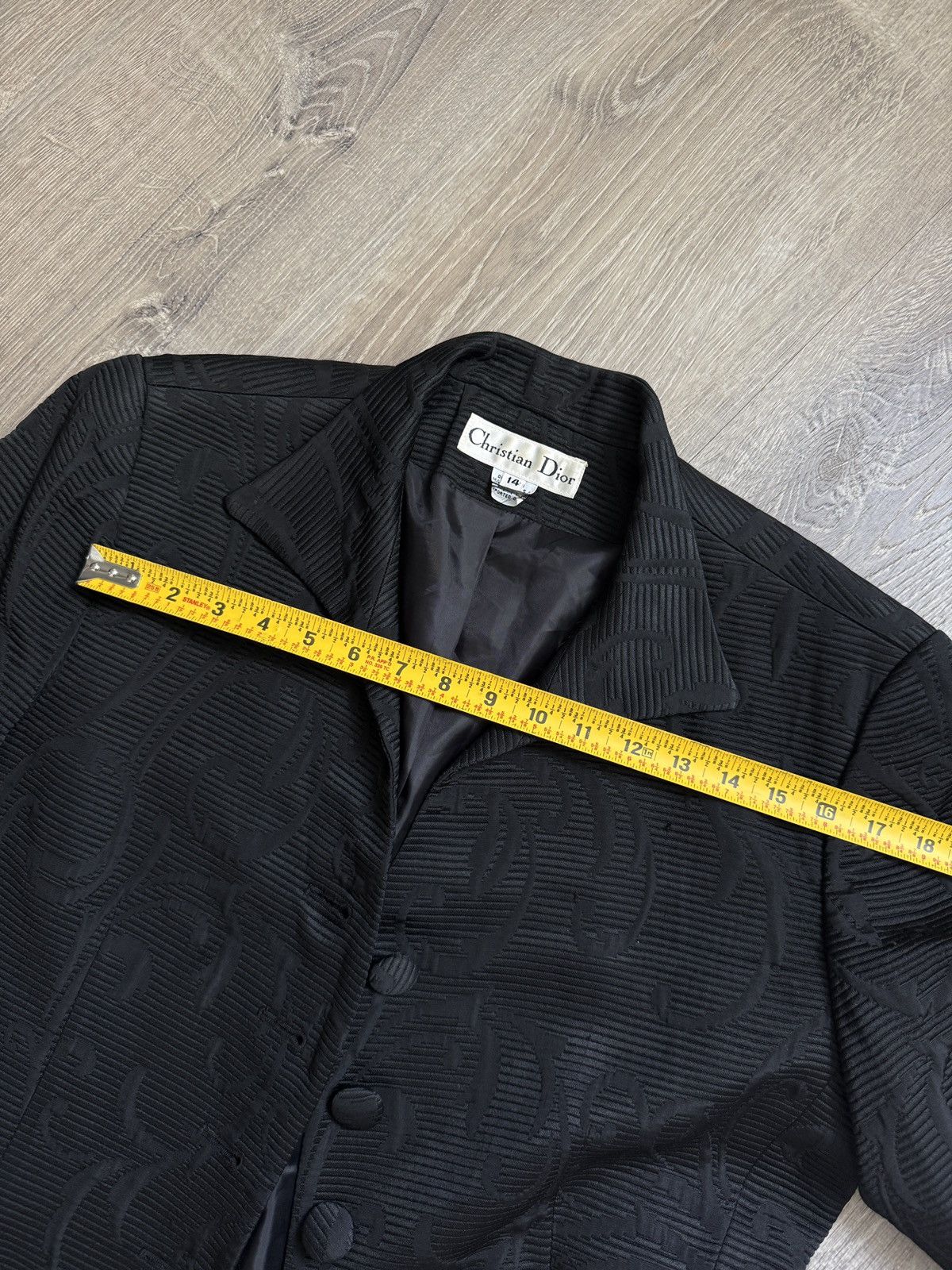Christian Dior Monsieur Christian Dior Vintage Floral Textured Black Blazer 🔥 Size 42S - 7 Thumbnail