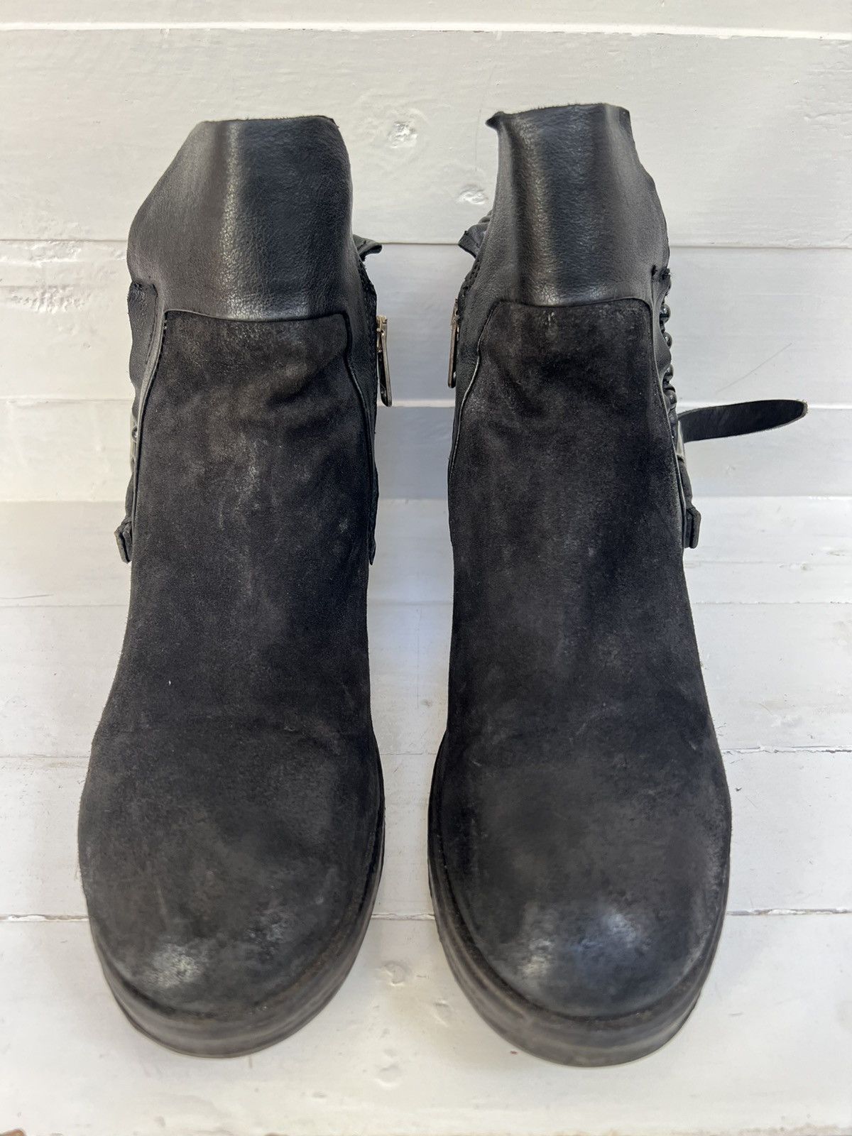 A.S.98 AS98 black Leather Biker Ankle Boots Size US 9 / IT 39 - 2 Thumbnail