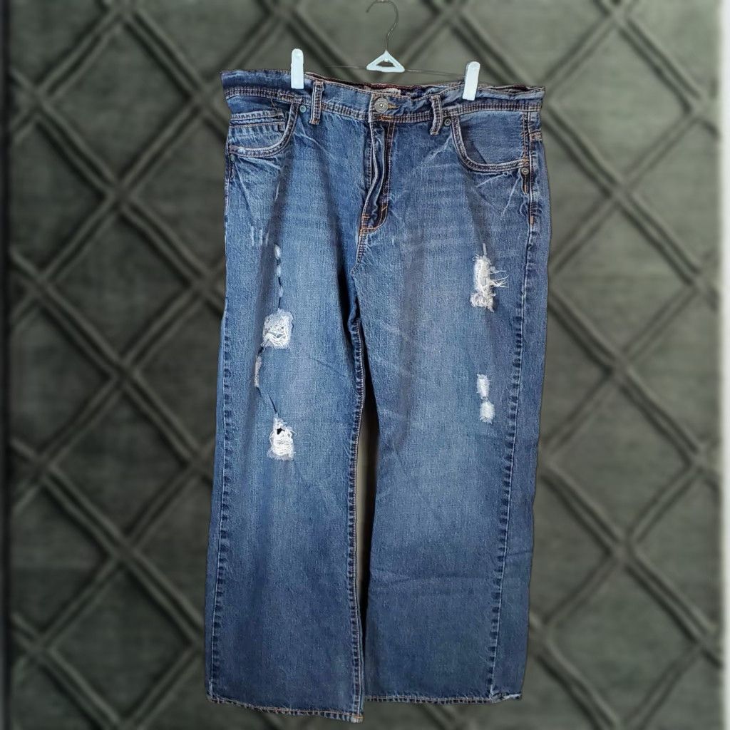 Vintage Y2K Aeropostale Benton Jeans Mens 38 X 31 Grunge Distressed Blue Bootcut Jeans Size US 38 / EU 54 - 1 Thumbnail