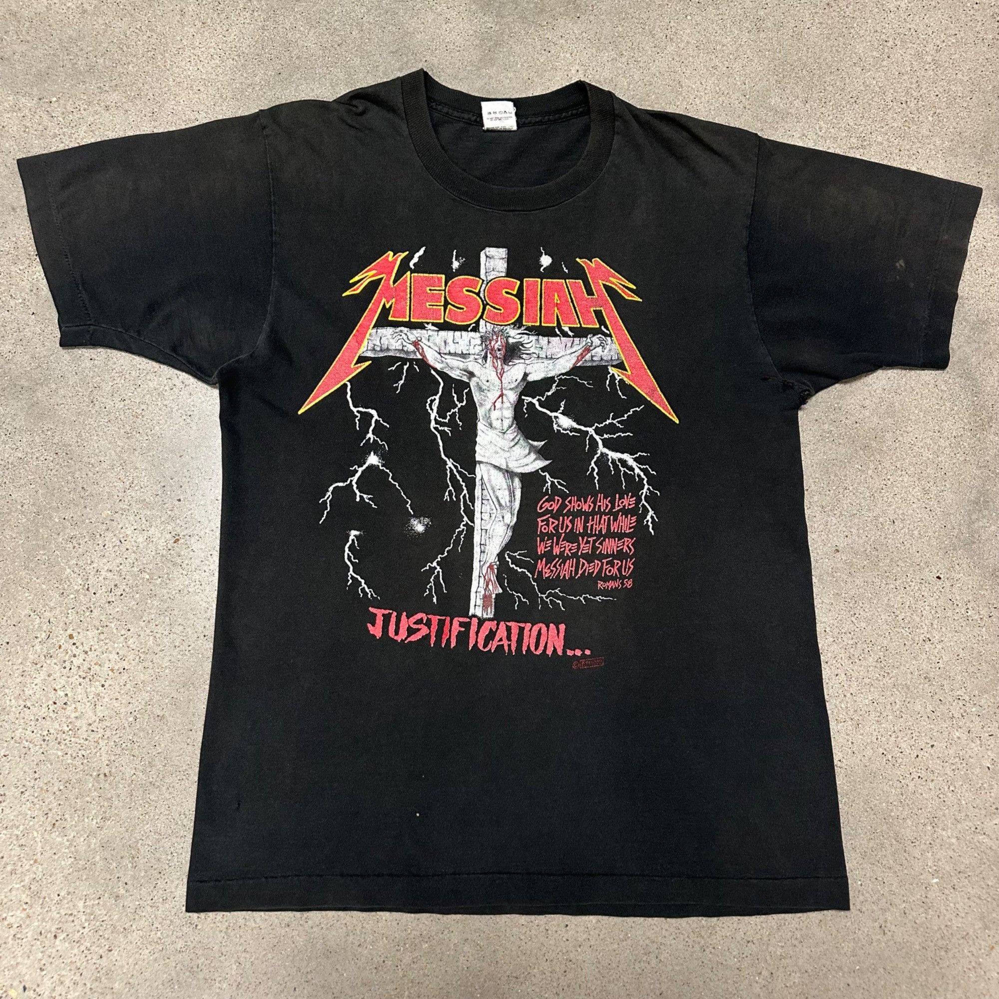 Vintage Vintage 90s Messiah Justification Jesus Kerusso Shirt Size US L / EU 52-54 / 3 - 1 Thumbnail