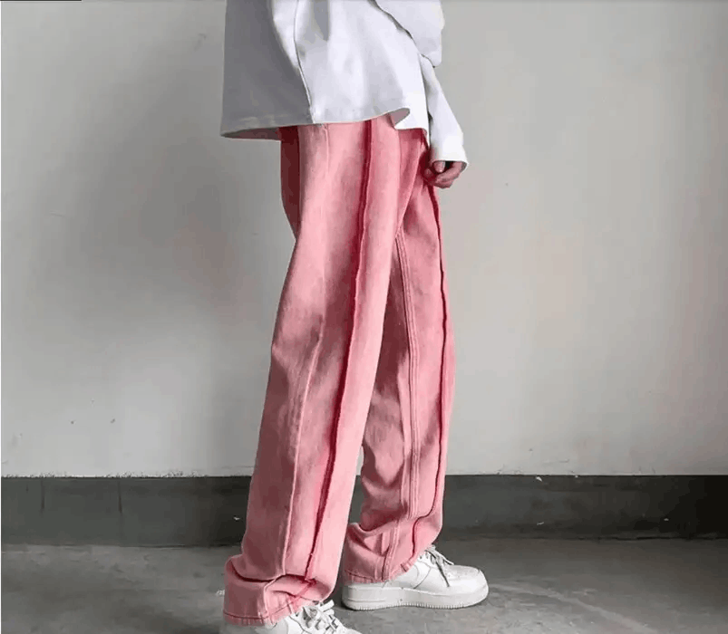 Japanese Brand × Vintage Vintage ribbed black loose fit pink denim Size US 32 / EU 48 - 1 Thumbnail