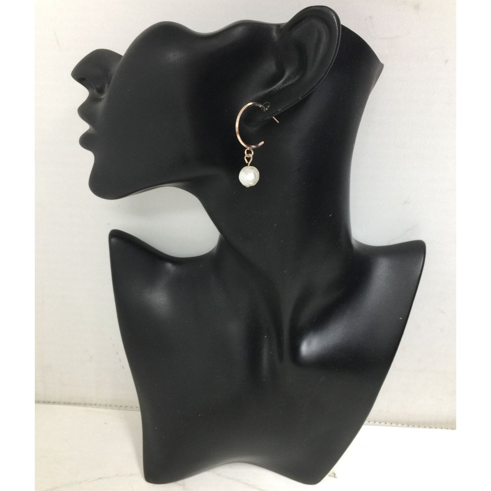 Other Women's Rose Gold Hoop Earrings with Faux White Pearl Size ONE SIZE - 1 Thumbnail