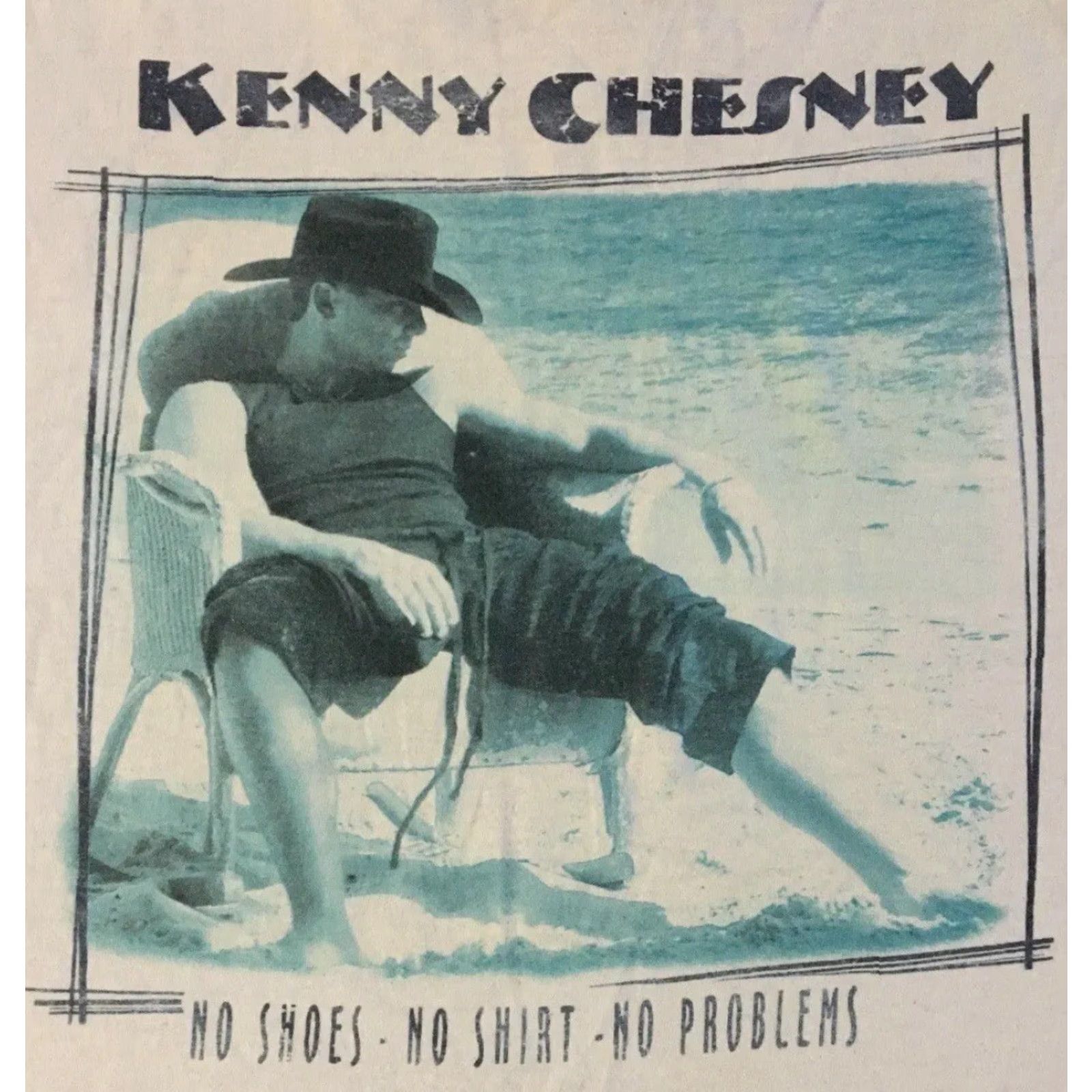 Vintage VINTAGE Kenny Chesney No Shoes No Shirt No Problems Faded Distressed Album Promo Shirt L White Concert Tour 90s Mens T-Shirt Size US L / EU 52-54 / 3 - 4 Thumbnail