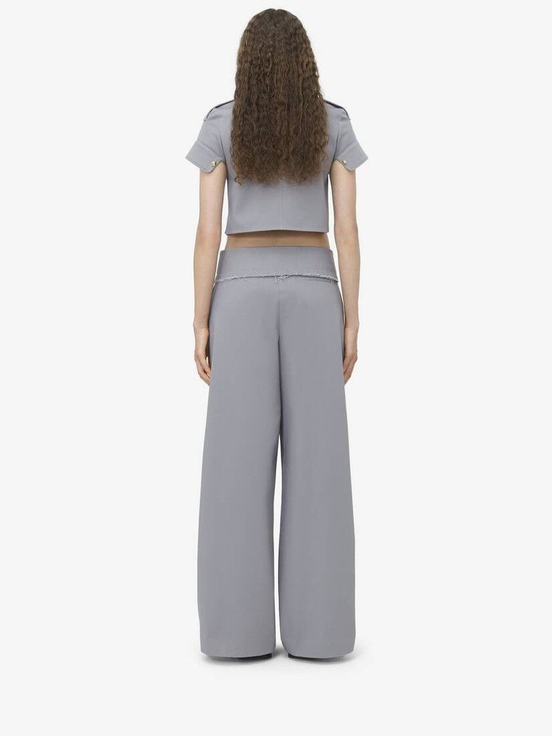 Alexander McQueen o1srvl11e0326 Wide Leg Utility Trousers in Grey Size 28" / US 6 / IT 42 - 3 Thumbnail