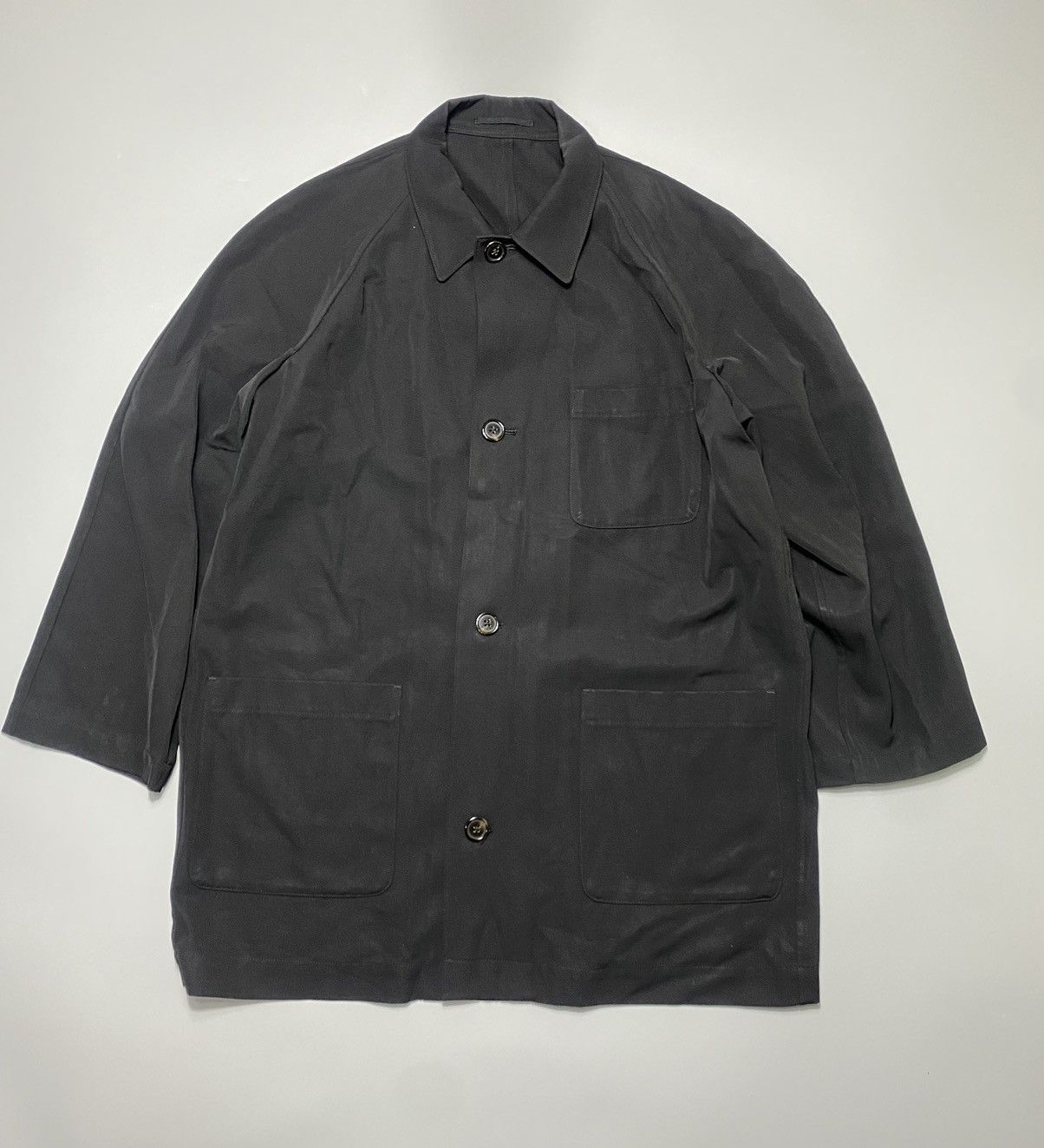 image of Yohji Yamamoto x YS Archive Avant Garde- 90's Y’S For Men- Unlined Chore Coat in Black (Size XL)
