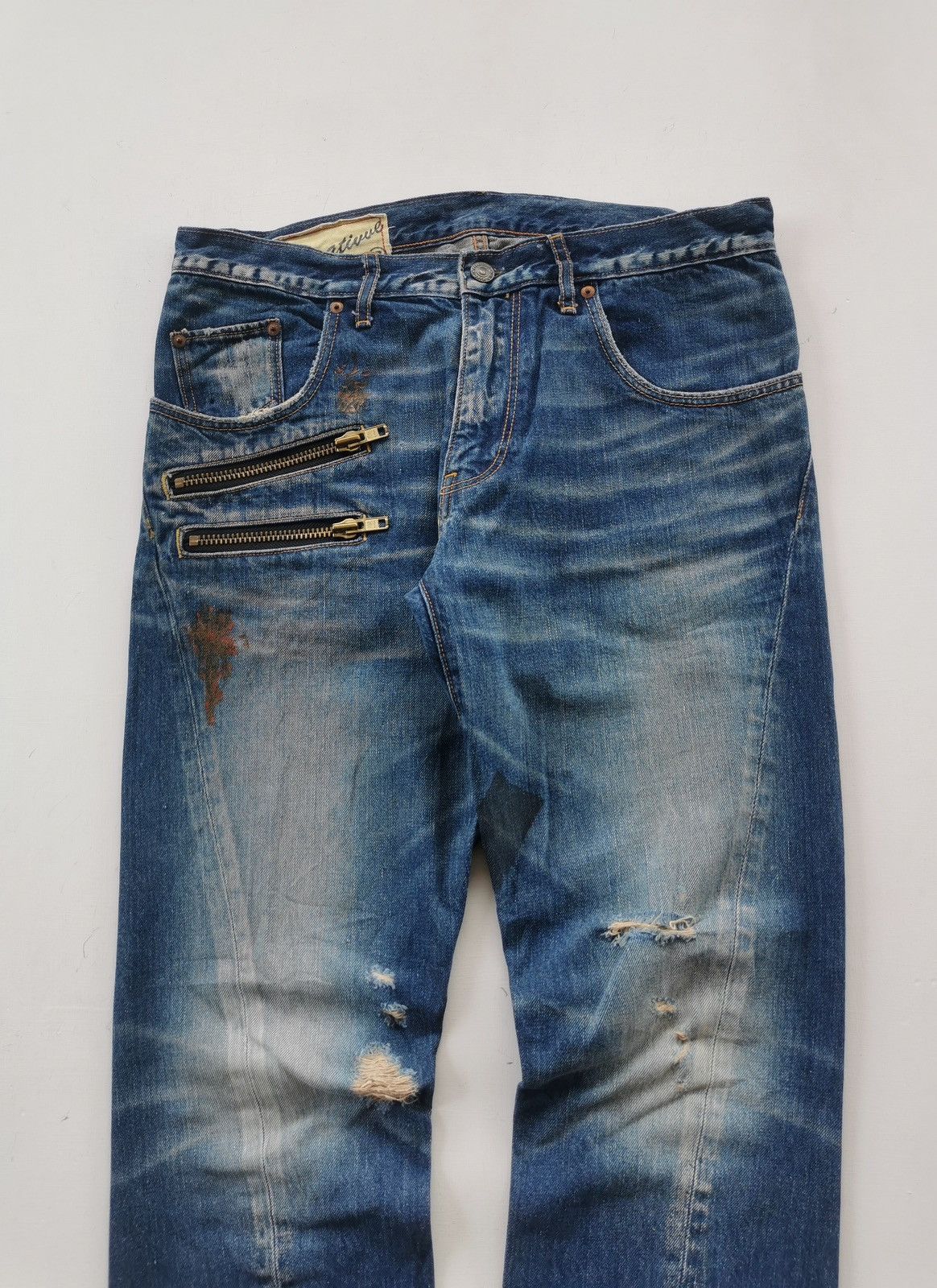 Japanese Brand RNA Alternativves Zipper Twist Leg Tapered Jeans Size US 32 / EU 48 - 1 Thumbnail
