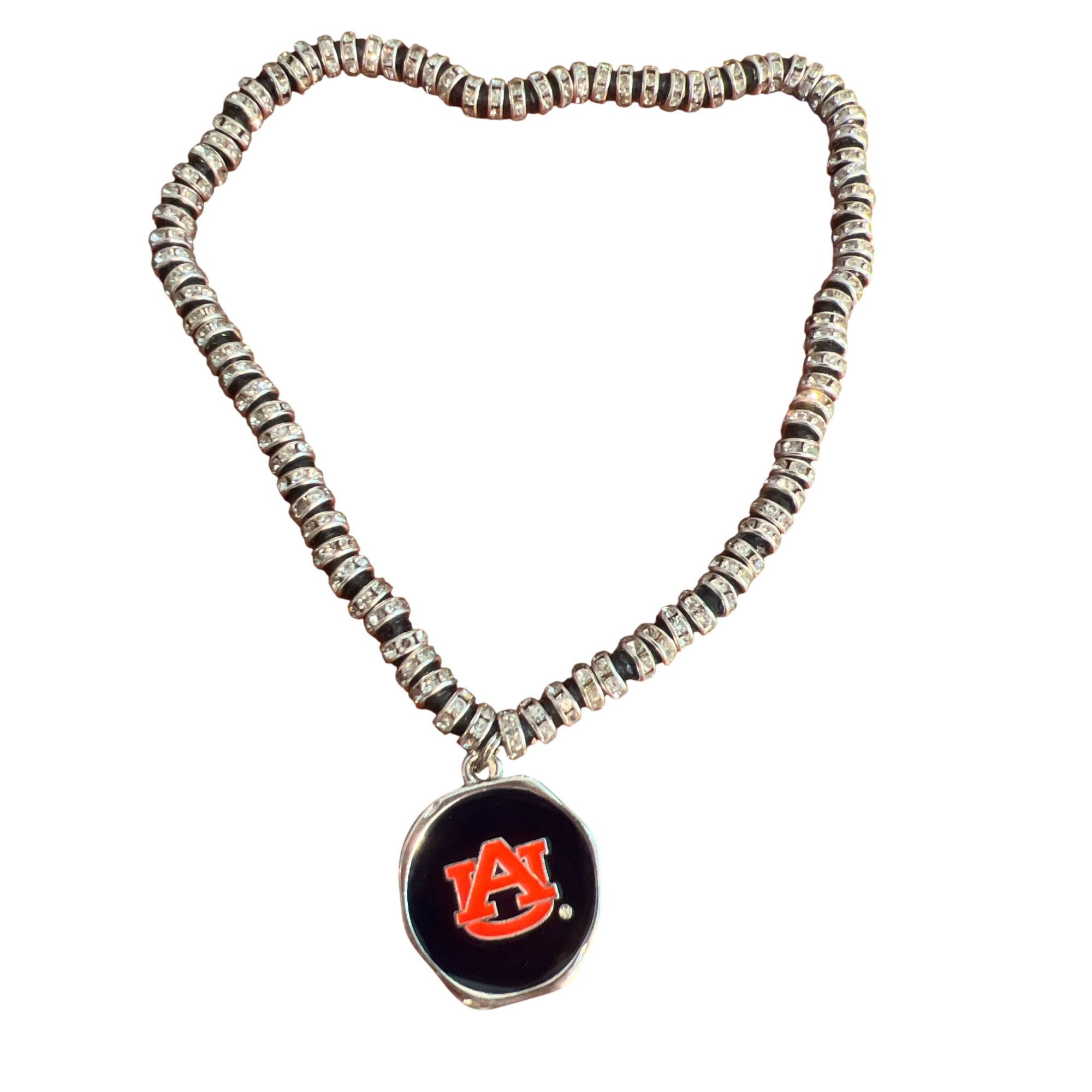 Other Auburn Tigers Crystal Bead Stretch Necklace Logo Pendant Sil Size ONE SIZE - 1 Thumbnail