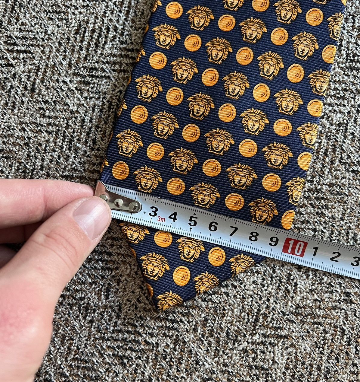 Versace × Vintage Vintage Gianni Versace Golden Medusa Monogram Silk Tie Size ONE SIZE - 9 Thumbnail