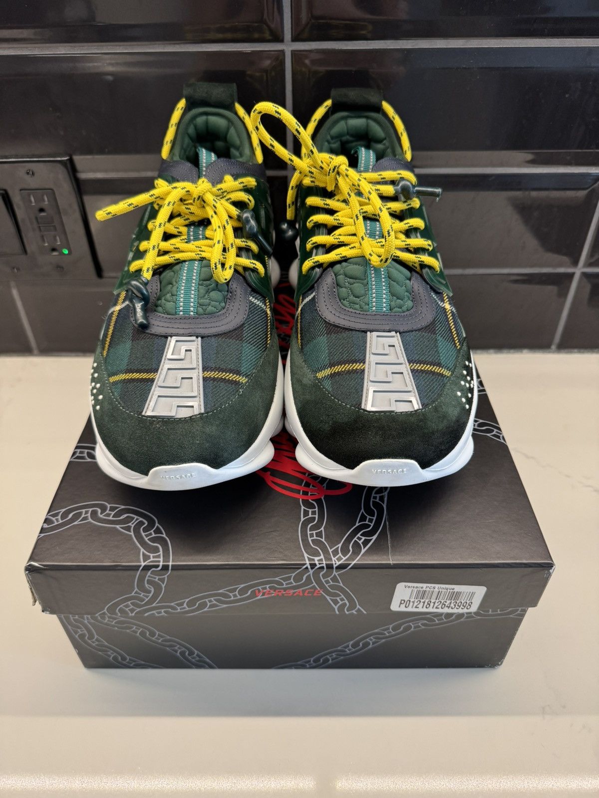 Versace Versace Chain Reaction Sneakers Green/Yellow Size US 13 / EU 46 - 1 Thumbnail
