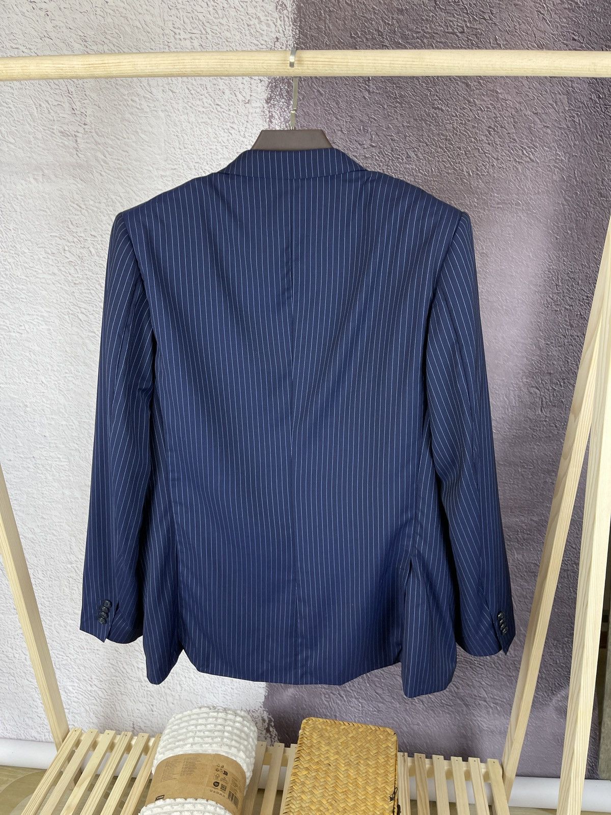 Corneliani blue striped wool mohair 2 button blazer