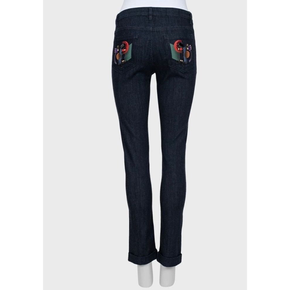 Chanel Chanel Skinny Rhinestones Jeans Sz.S (FR36) Size 25" / US 0 / IT 36 - 1 Thumbnail