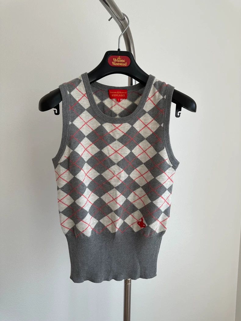 Vivienne Westwood - Vivienne westwood♡knit vest Vivienne Westwood Madras Tartan Mohair Blend Knit Vest