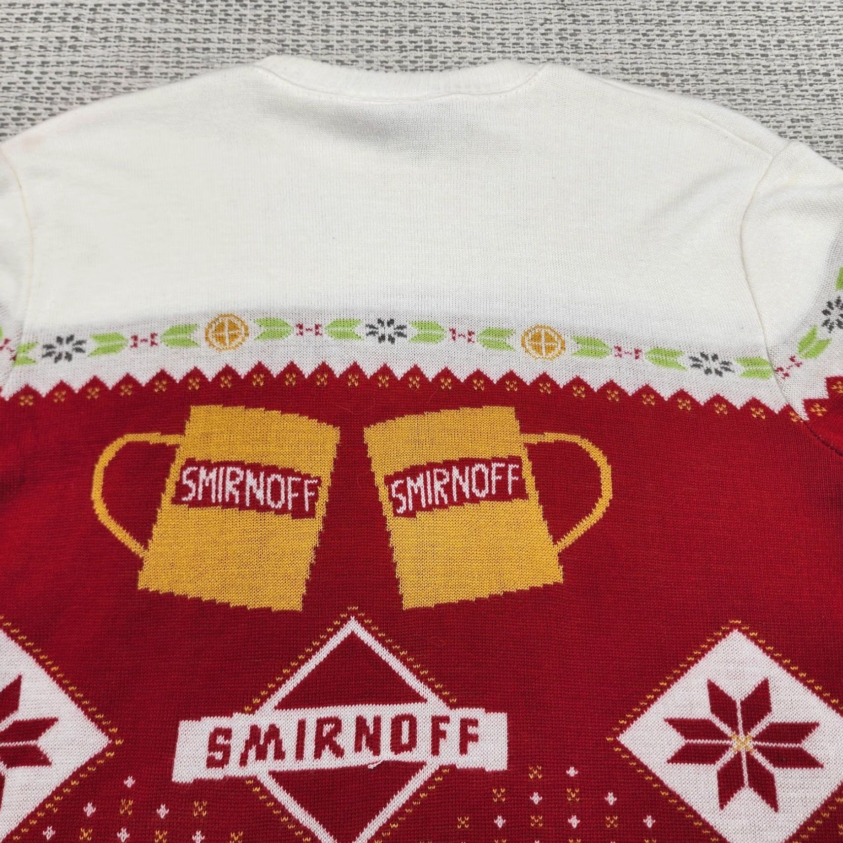 Vintage Smirnoff Sweater Mens M Red Ugly Christmas Mule-Tide Greetings Graphic Print Knit Pullover Crew Neck Holiday Party/Cocktail Seasonal Mens Size US M / EU 48-50 / 2 - 7 Thumbnail