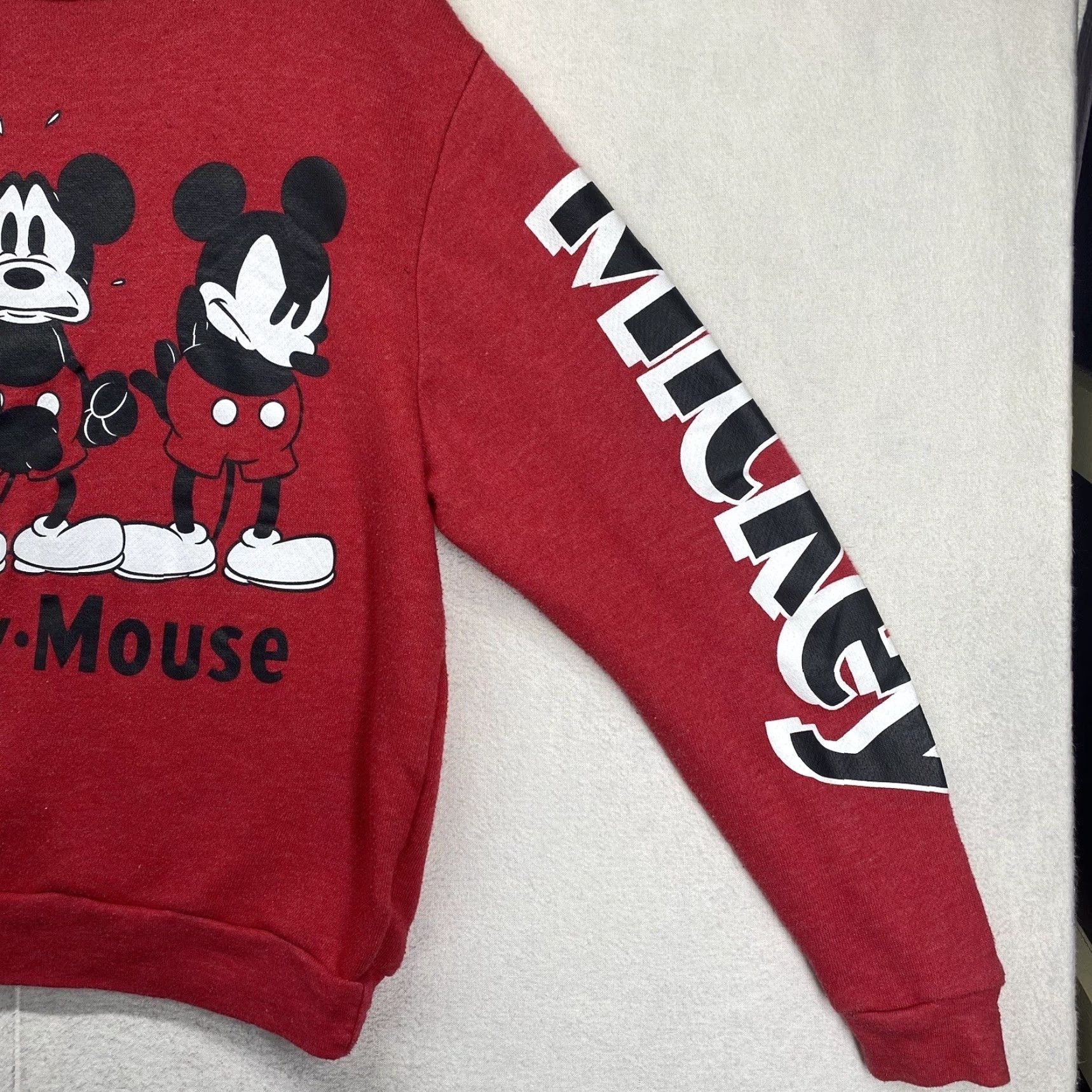 Disney Disney Sweatshirt Women’s Mickey Mouse Long Sleeve Crewneck Large Face Graphic Red Medium Regular Fit Size M / US 6-8 / IT 42-44 - 7 Thumbnail