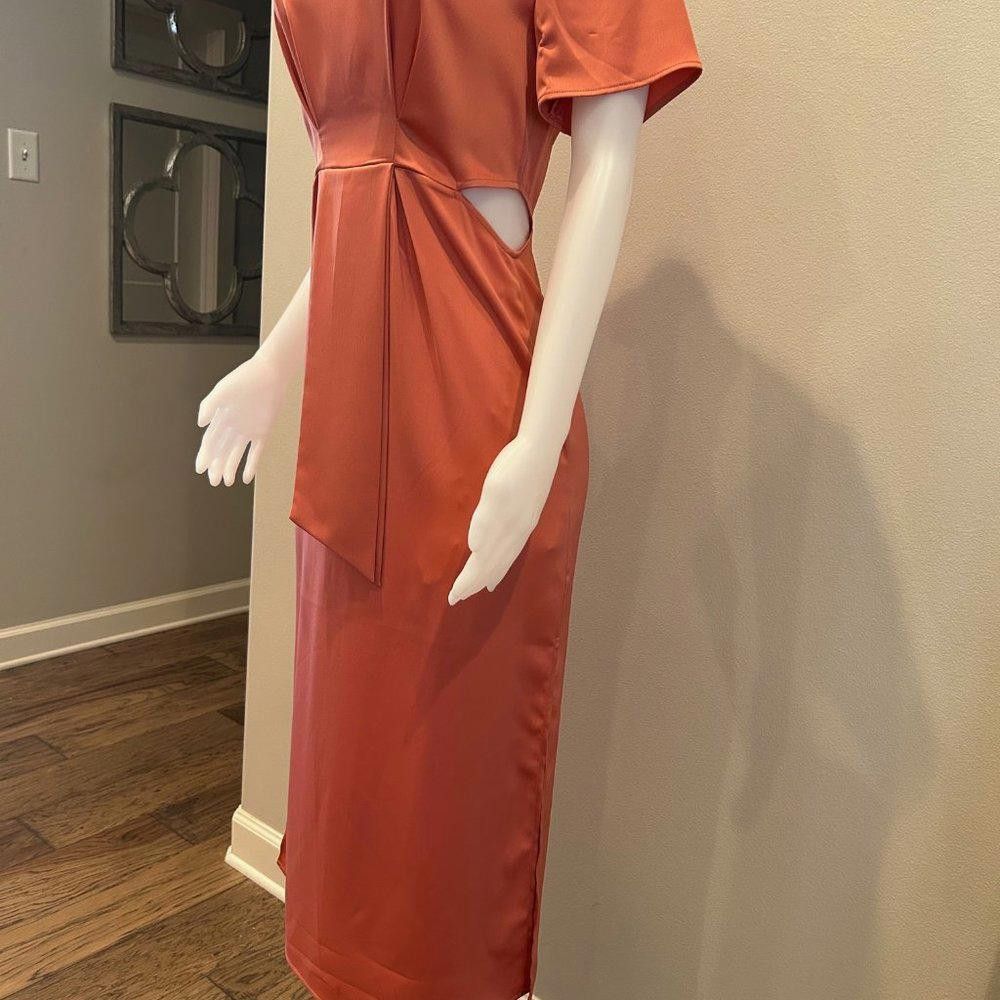 Designer C/Meo Collective Persimmon "Provided" Midi Cut Out Dress Size M / US 6-8 / IT 42-44 - 5 Thumbnail