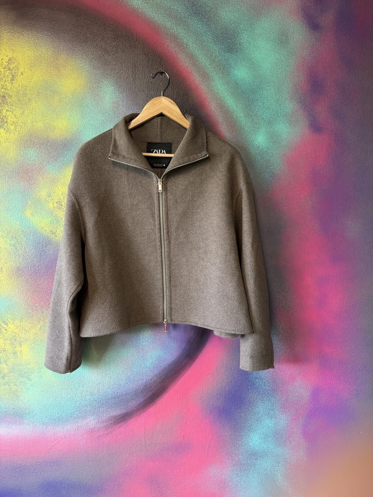 Zara Zara brown zip up jacket Size: M Size ONE SIZE - 1 Thumbnail