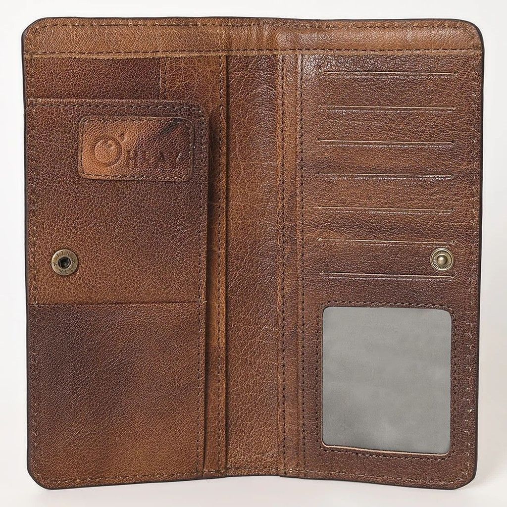 Handmade Genuine Leather Western Thunderbird Wallet Hand Tooled New Size ONE SIZE - 3 Thumbnail