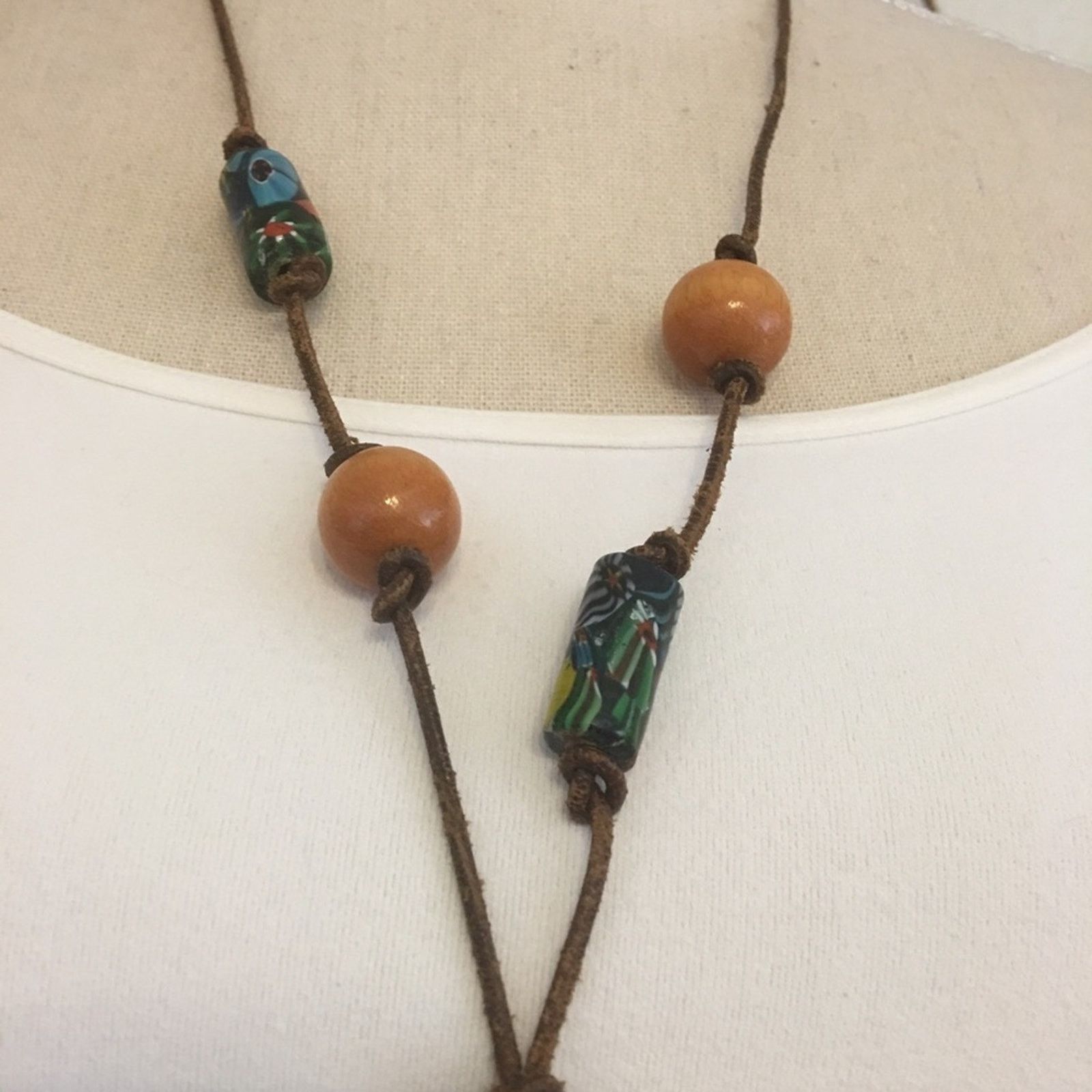 Vintage Vintage 80s long medallion leather cord necklace Size ONE SIZE - 5 Thumbnail