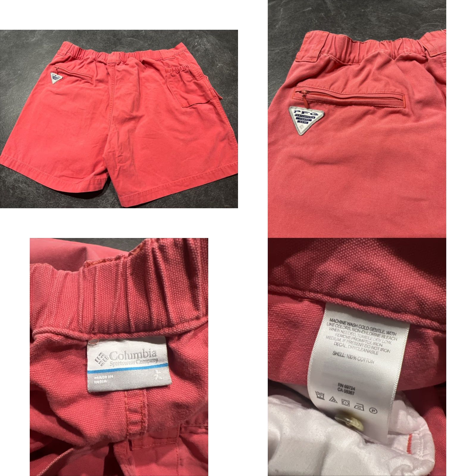 Vintage Columbia PFG Swim Trunks Mens L Red 7L Salmon Light Red Omni-Shade Fishing Short Trunks Men Swim Bottoms Size US 33 - 8 Thumbnail
