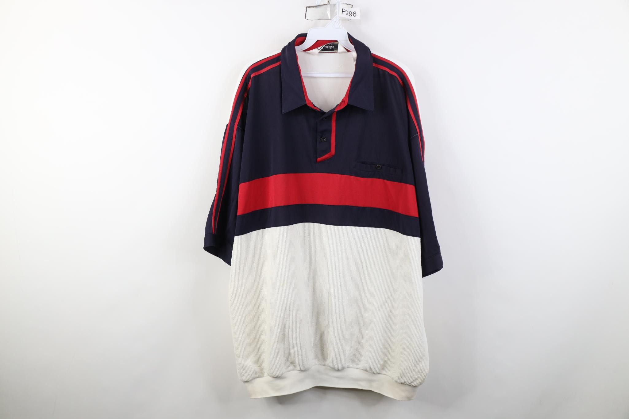 Vintage Vintage 90s Streetwear Block Ribbed Knit Pullover Polo Shirt Size US XXL / EU 58 / 5 - 1 Thumbnail