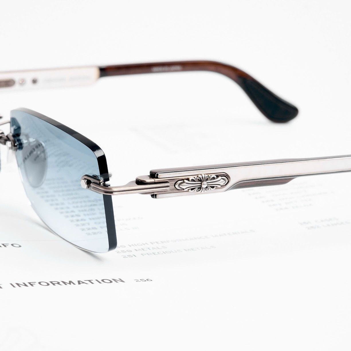 Chrome Hearts CHROME HEARTS DEEP II ANTIQUE SILVER - WHITE EBONY WOOD PIANO VARNISH SUNGLASSES Size ONE SIZE - 3 Thumbnail