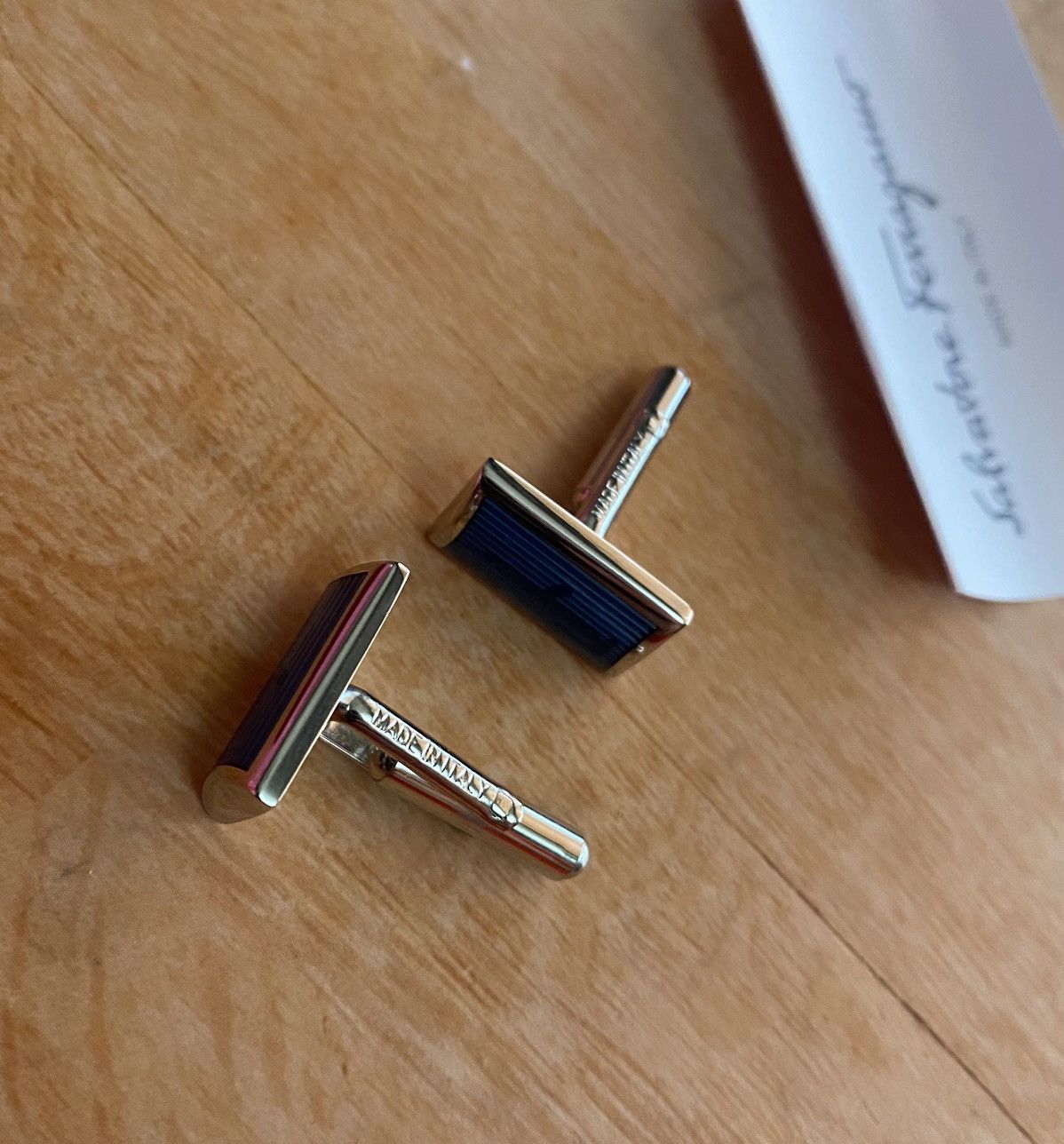 Salvatore Ferragamo Ferragamo bleu /silver pearl faced logo cuff links nwt Size ONE SIZE - 3 Thumbnail