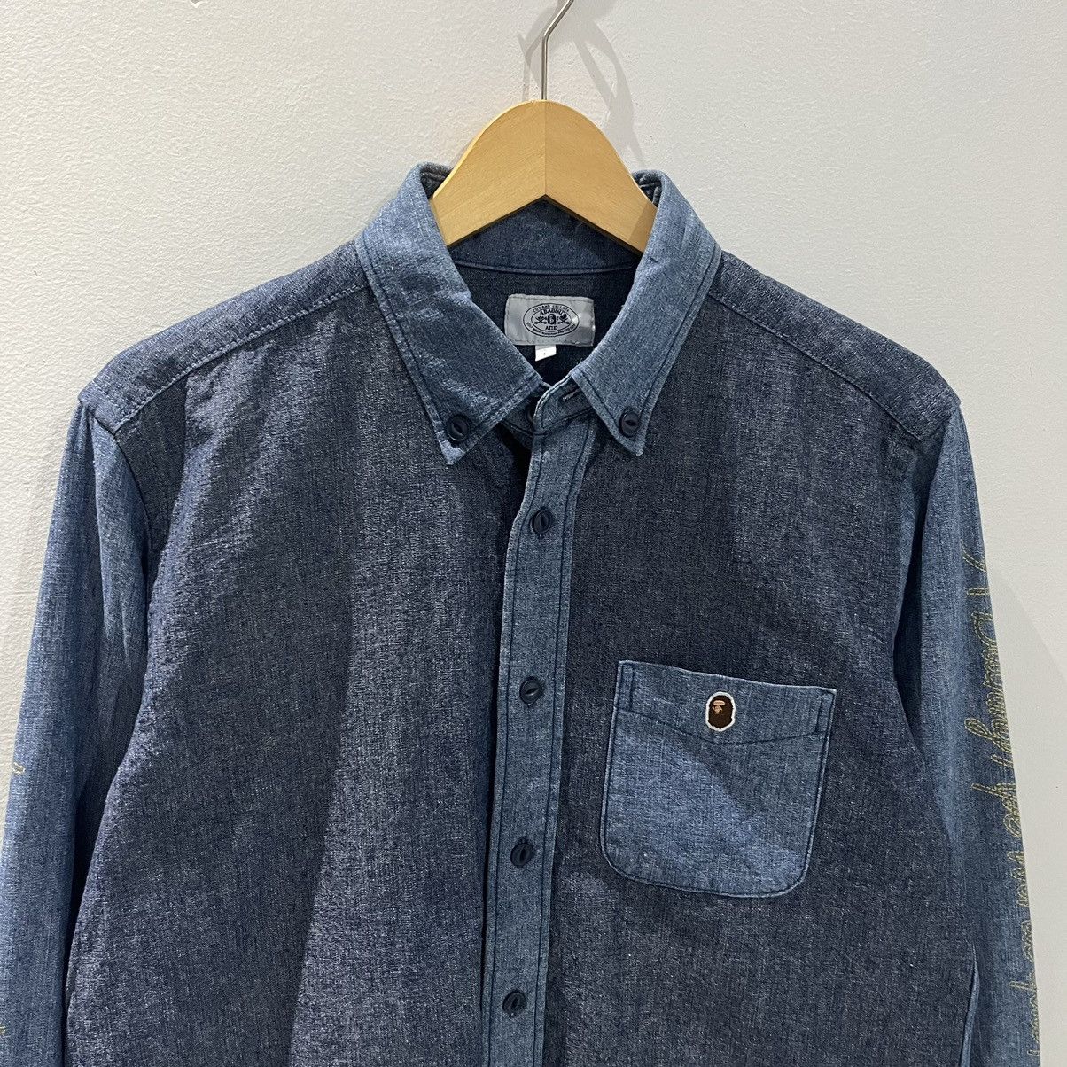 Bape Bape spellout denim shirt Size US L / EU 52-54 / 3 - 3 Thumbnail