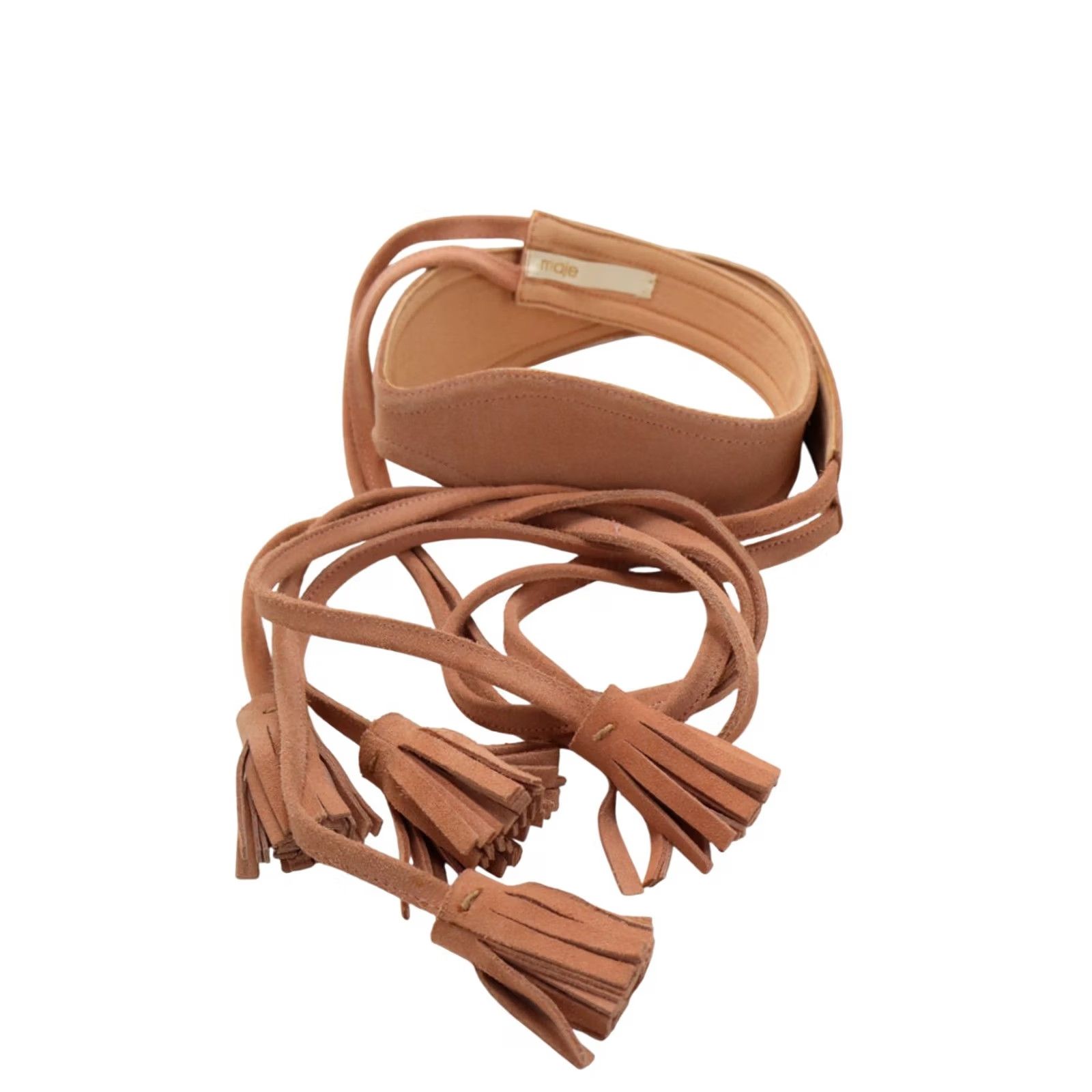 Maje MAJE Belt ONE SIZE Pink Suede Leather Fringe Details Women's Size ONE SIZE - 4 Thumbnail