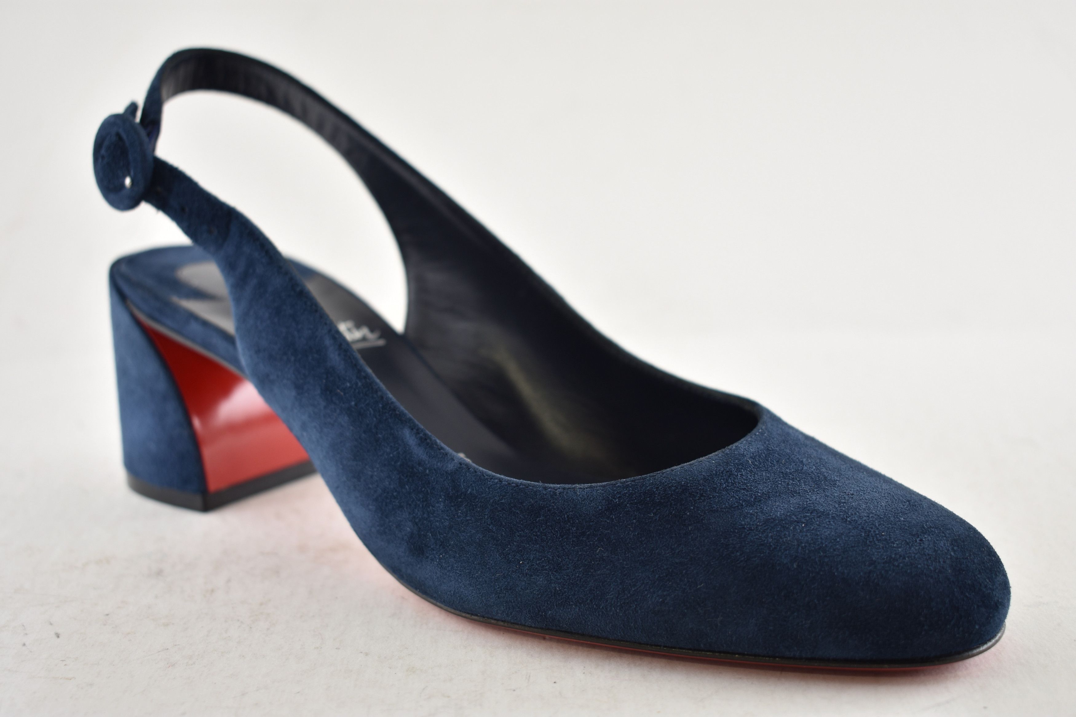 Christian Louboutin So Jane Sling 55 Marine Blue Slingback Sandal Block Heel 36 Size US 6 / IT 36 - 5 Thumbnail