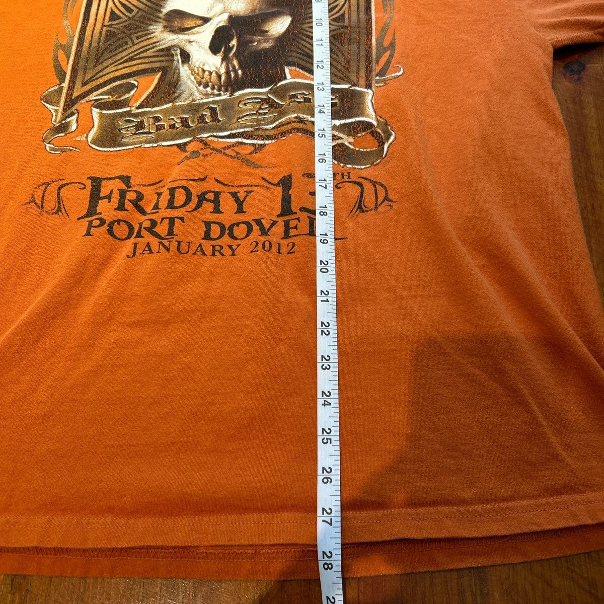 Other Port Dover Friday The 13th Biker Skull Orange Tee Size US XL / EU 56 / 4 - 4 Thumbnail