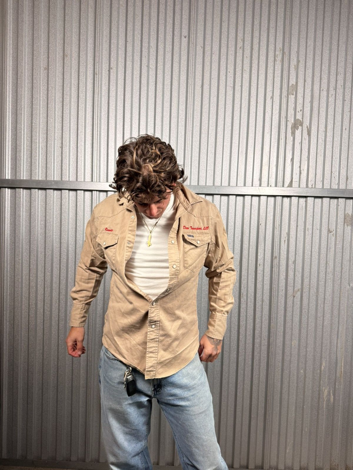Wrangler Vintage Wrangler Pearl Snap Beige Button Up Western Shirt Size US M / EU 48-50 / 2 - 5 Thumbnail