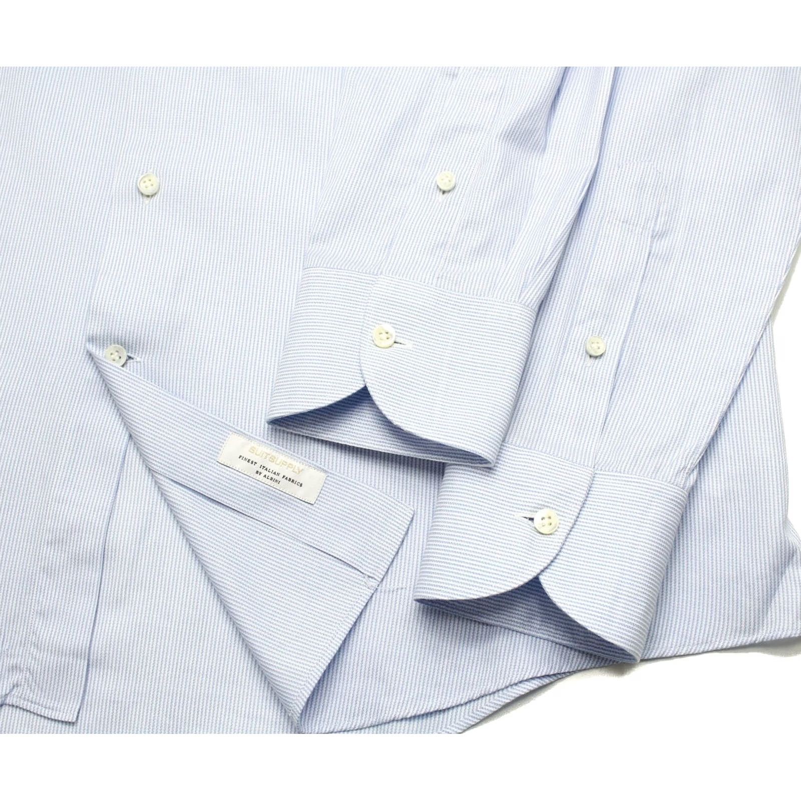 Suitsupply Suitsupply Custom Made Slim Fit Formal Shirt Men's 43 / 17 Pinstriped Spread Shirt Men Blue Pinstripe Formal Shirt 43 / 17 Mens Size 46R - 5 Thumbnail