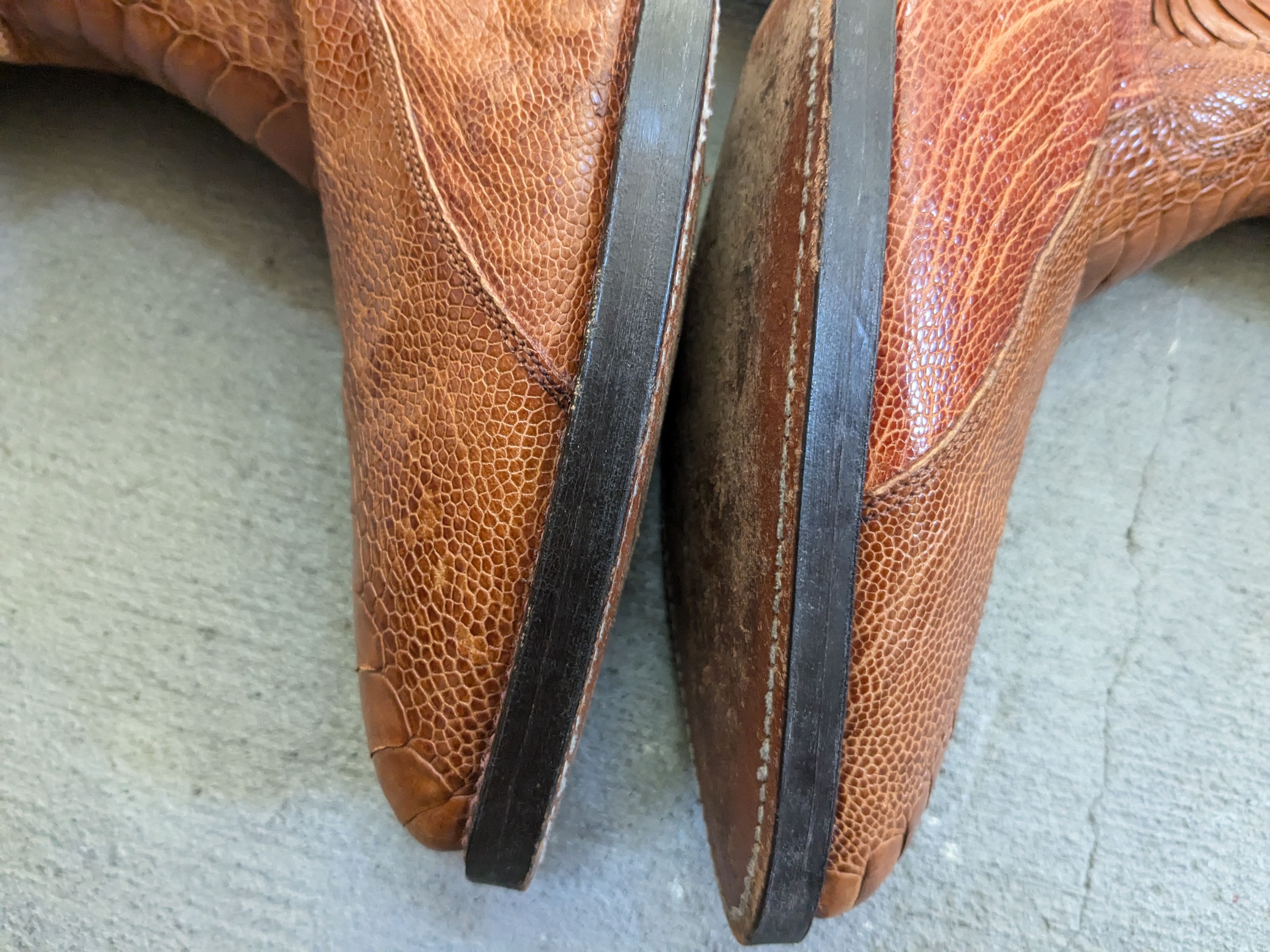 Vintage Ostrich Cowboy Boots 11 Brown Leather Western Size US 11 / EU 44 - 6 Thumbnail