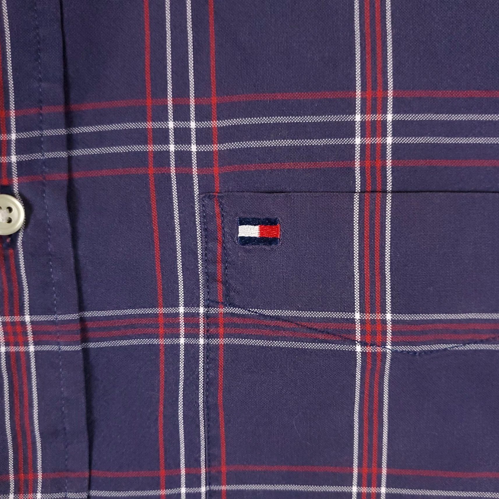 Tommy Hilfiger Tommy Hilfiger Shirt Mens Medium Purple Plaid Button-Up Short Sleeve Casual Classic Modern Colorful American Size US M / EU 48-50 / 2 - 2 Thumbnail
