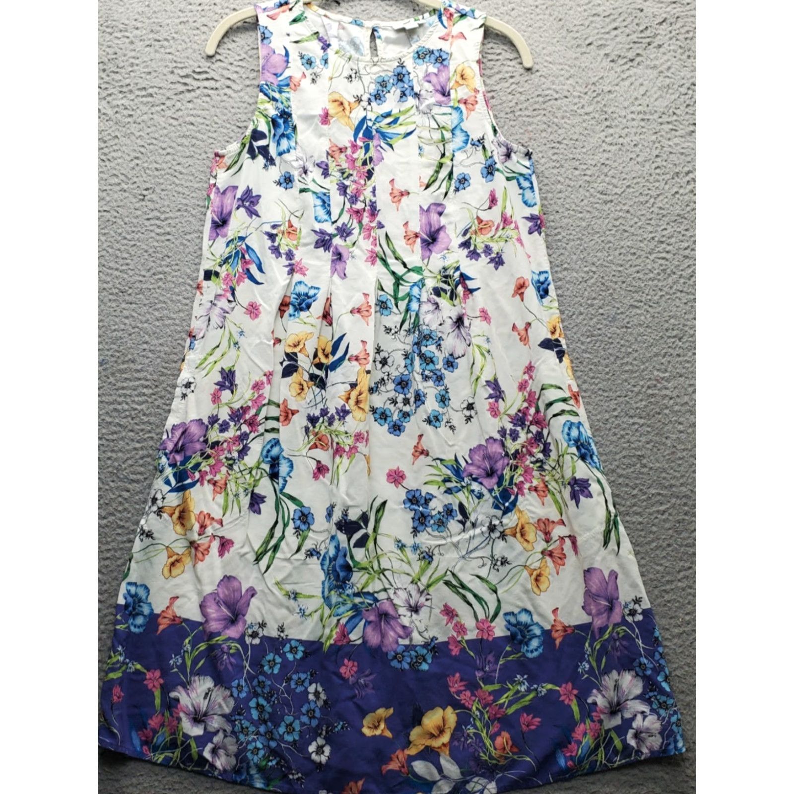 J. Jill J. Jill Women Size S Multicolor Floral Rayon Pleated Wide Strap Crew Neck Sheath Dress Size S / US 4 / IT 40 - 2 Thumbnail