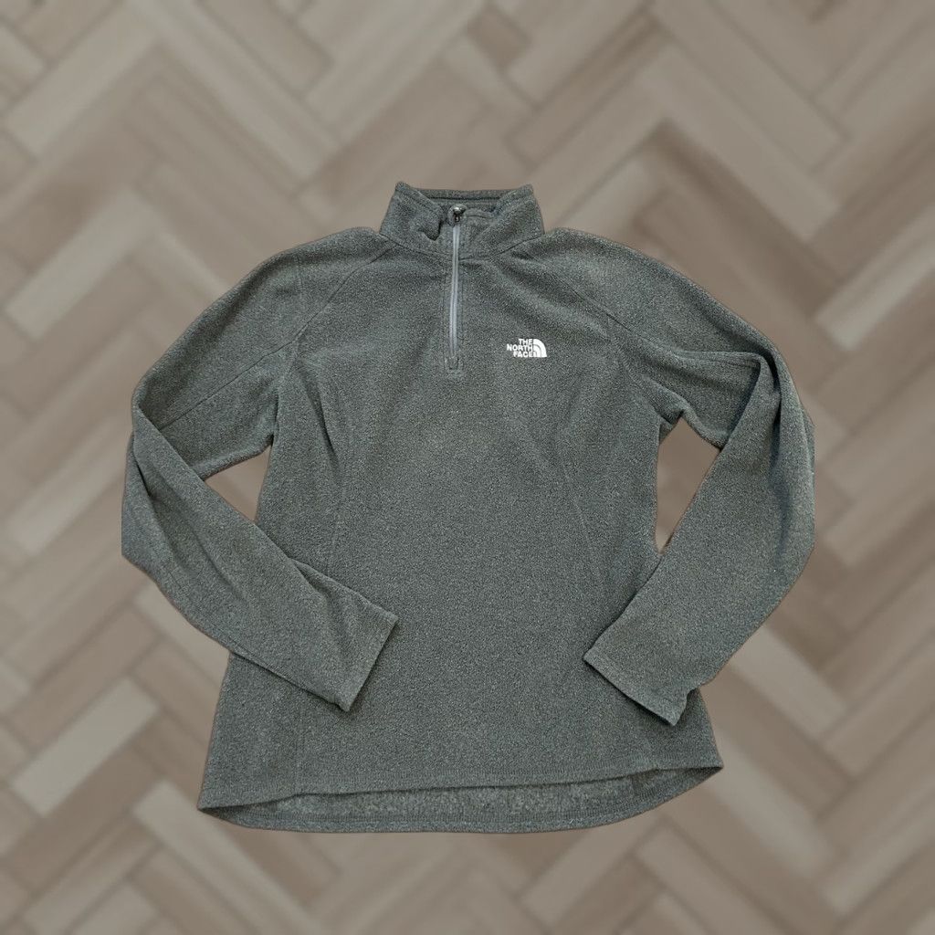 The North Face The North Face 1/4 Zip Fleece Gray Women’s Size Small Pullover Long Sleeve Zip Solid Embroidered Logo Vintage-Style Jacket Size S / US 4 / IT 40 - 1 Thumbnail