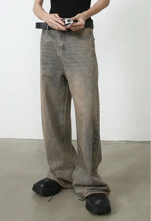 Japanese Brand × Jean Pants Retro washed distressed trendy oversize jeans Size US 32 / EU 48 - 1 Thumbnail