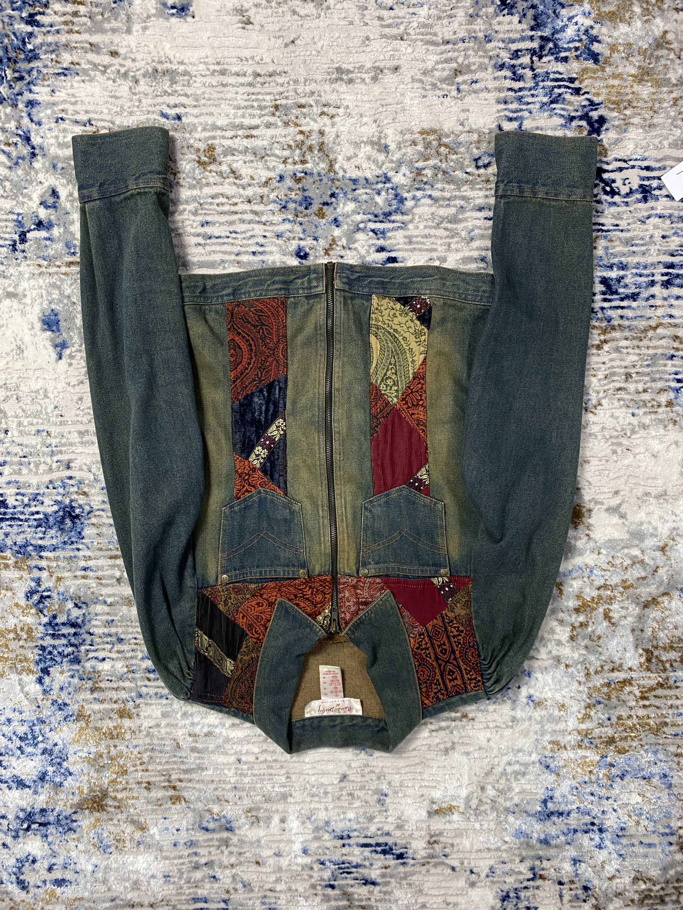 Pre-owned Vintage Patchwork  Denim Jacket In Washed Blue