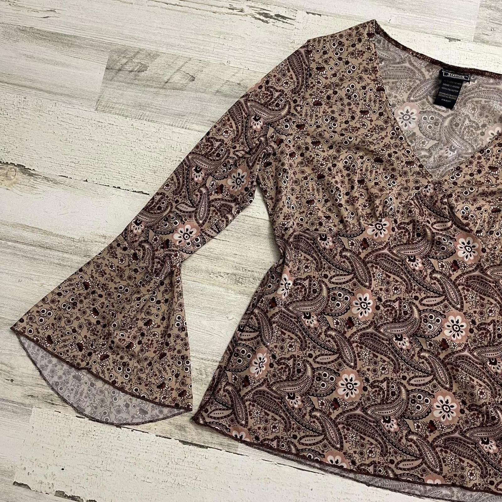 Route 66 Paisley brown indie boho y2k XL long sleeve Size US XL / EU 56 / 4 - 5 Thumbnail